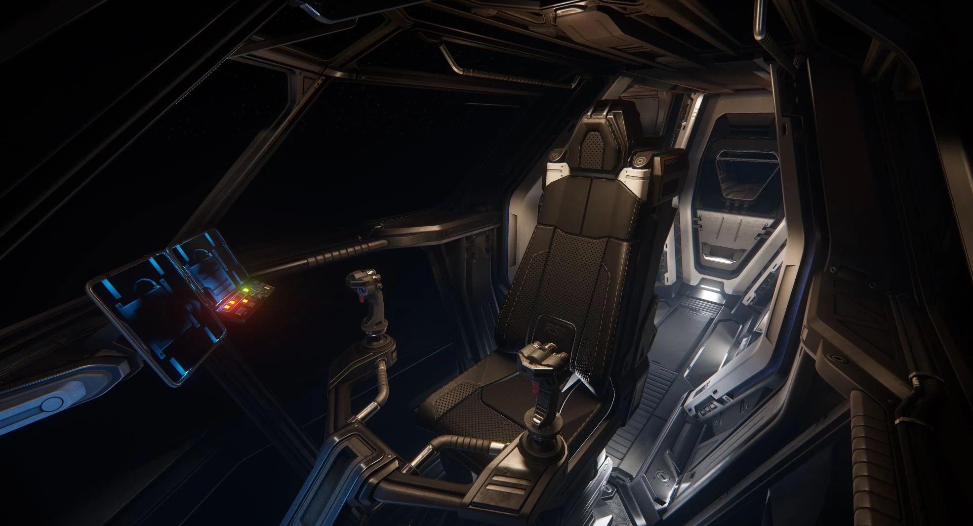 Aurora ES - cockpit looking back in Star Citizen