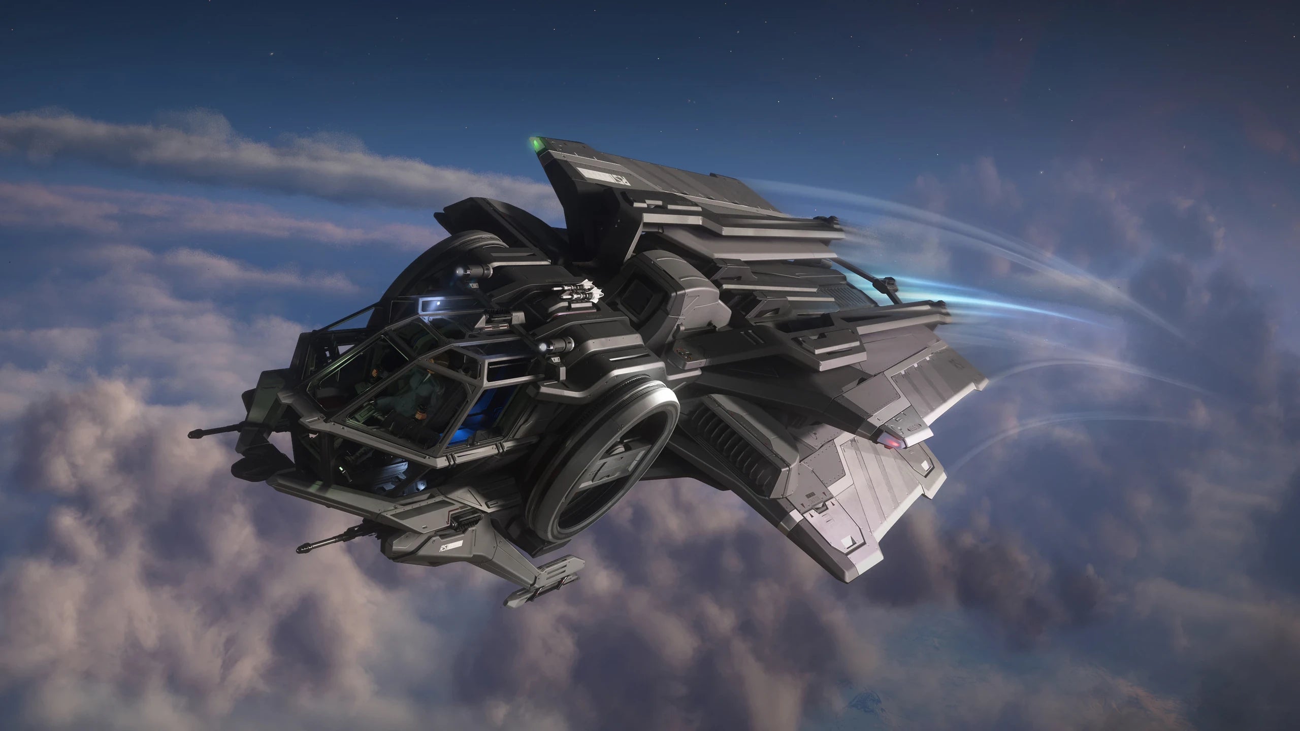 Aurora ES - flying over clouds in Star Citizen