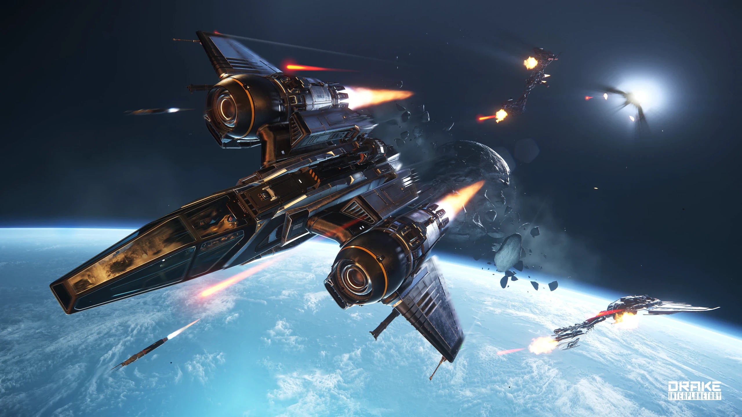 Buccaneer - Drake Buccaneer dodging fire from Vanduul in Star Citizen