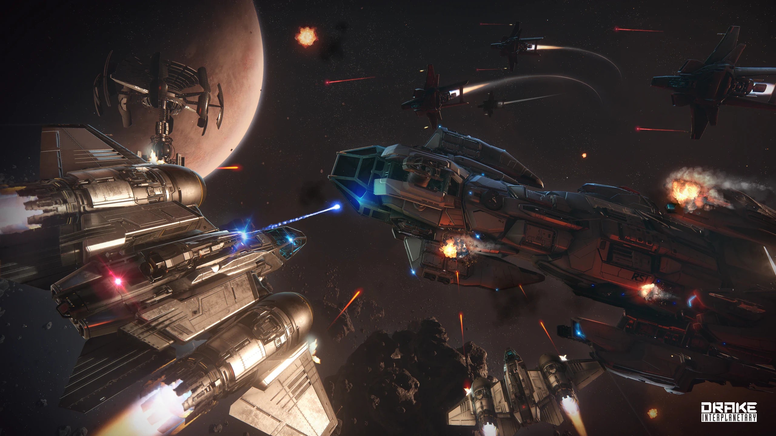 Buccaneer - Two Drake Buccaneer evading fire from two F7C-S Hornet Ghost in Star Citizen