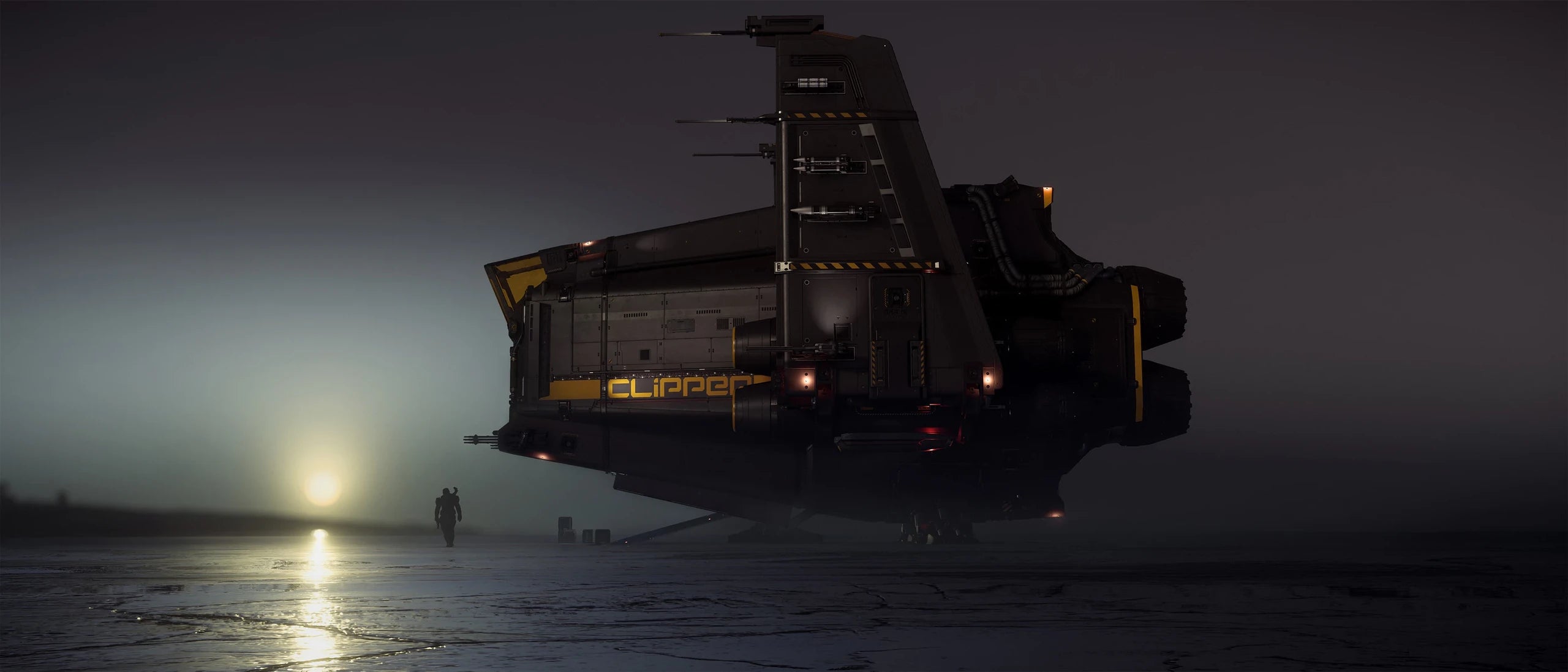 Clipper - landed on dark world in Star Citizen