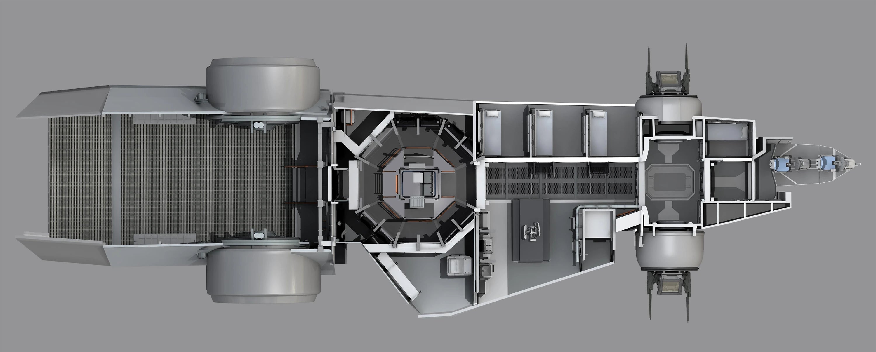 Top-down cutaway showing the Drake Corsair interior layout