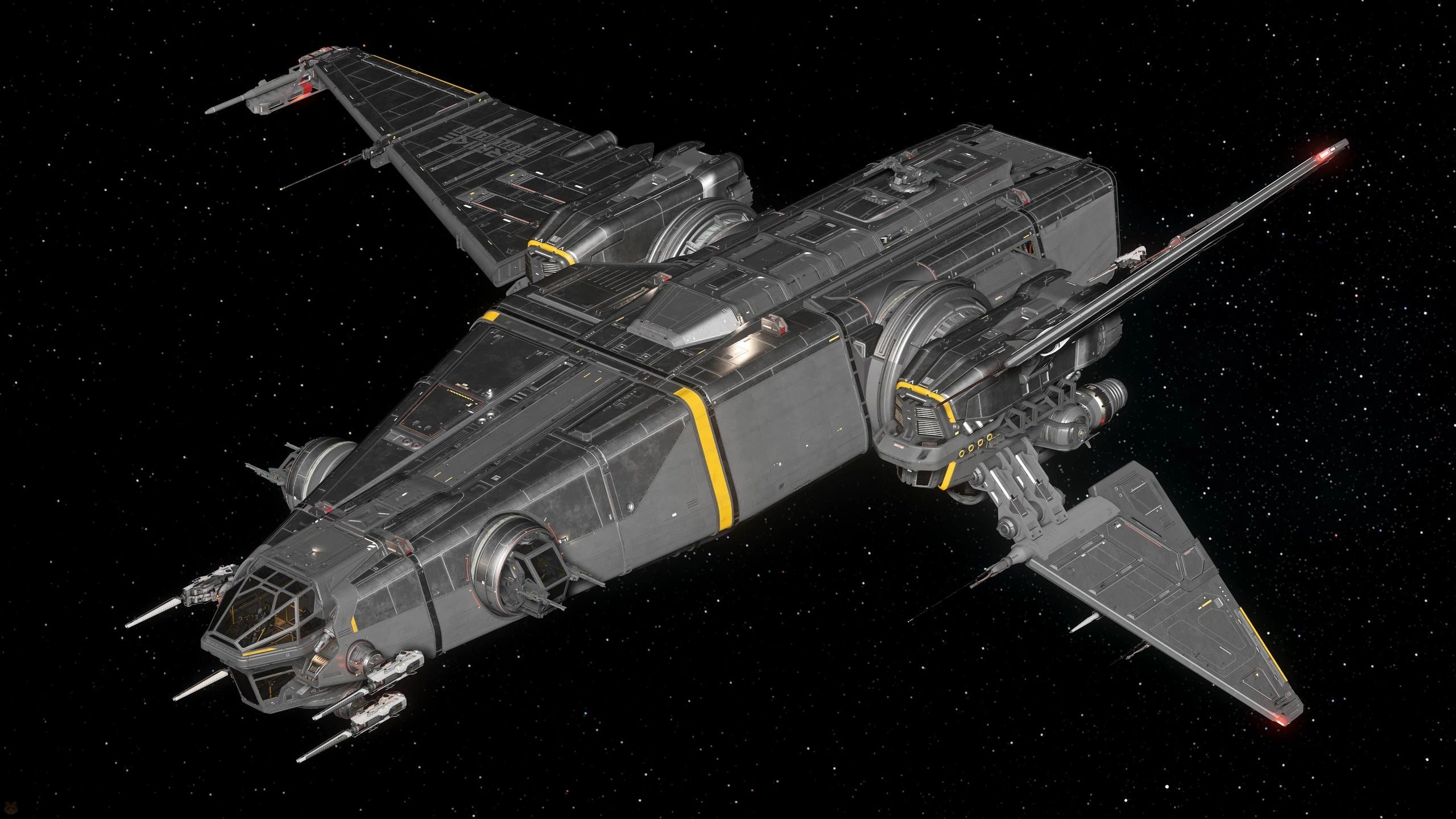 Drake Corsair viewed from above and to starboard in space