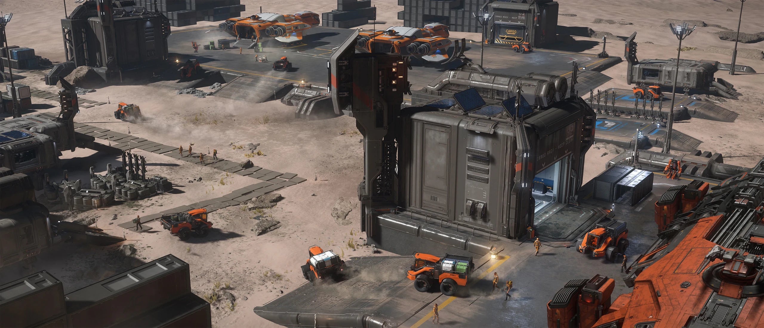 CSV-SM various vehicles at outpost landing pads