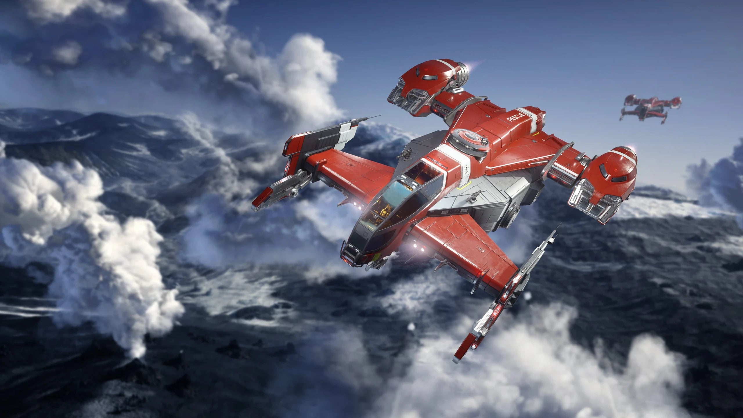 Cutlass Red - flying in atmosphere in Star Citizen