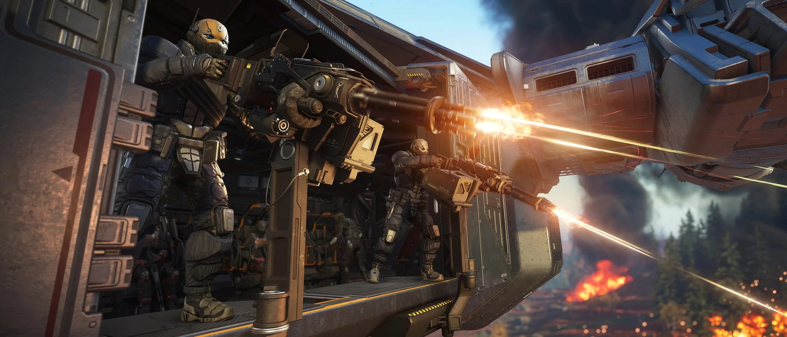 Cutlass Steel - firing mounted guns from the Cutlass Steel in Star Citizen