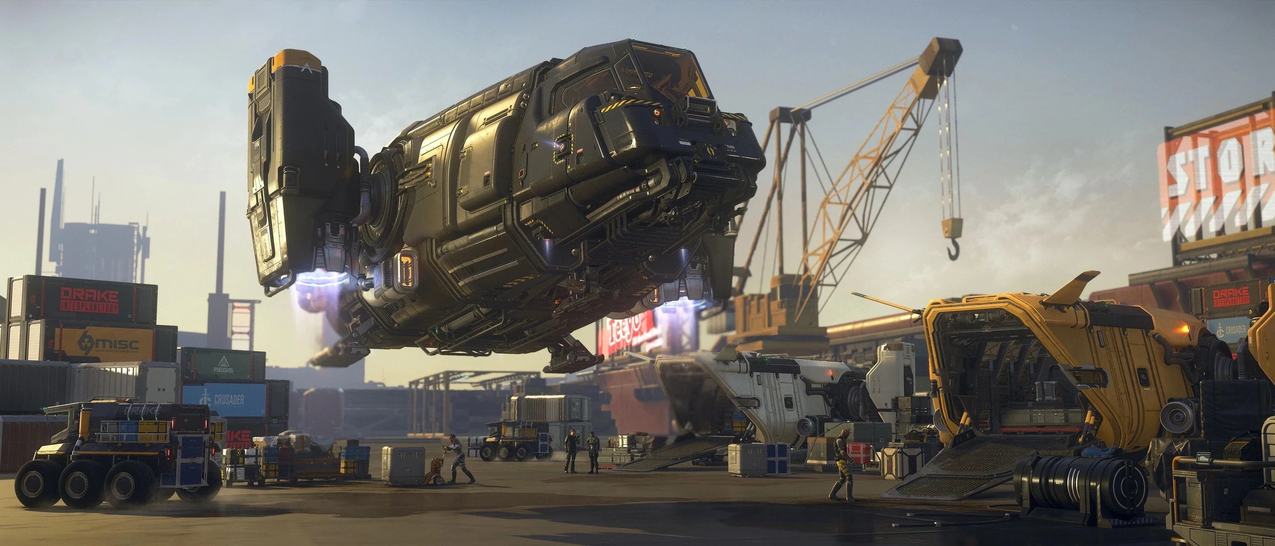 Cutter - landing at dockyard in Star Citizen
