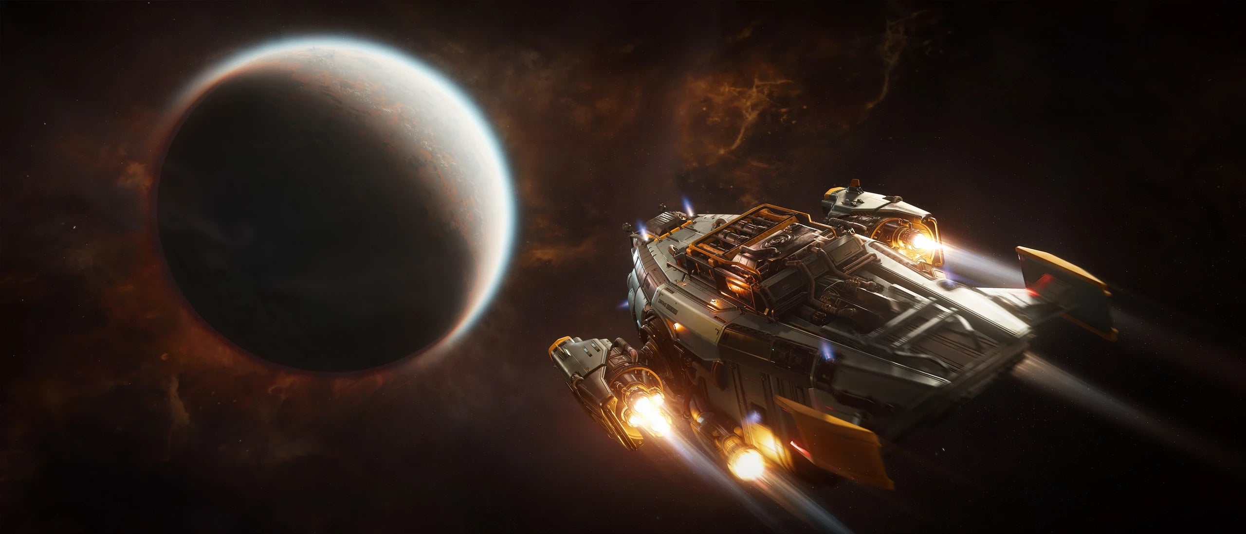 Cutter Rambler - flying towards world in Star Citizen