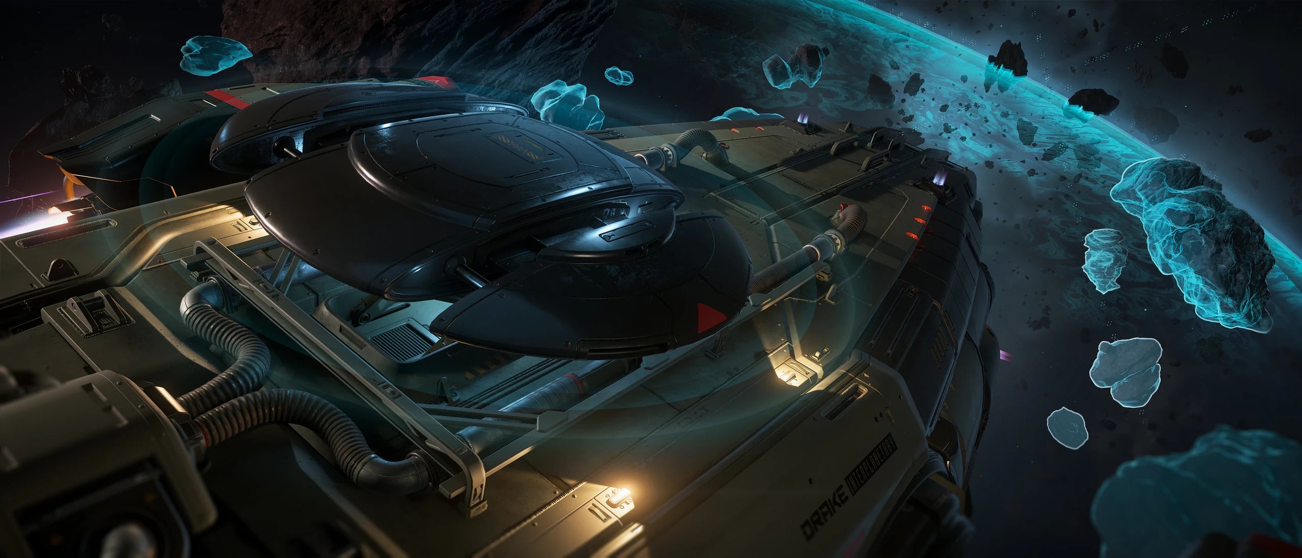Cutter Scout - scanning in asteroid field in Star Citizen