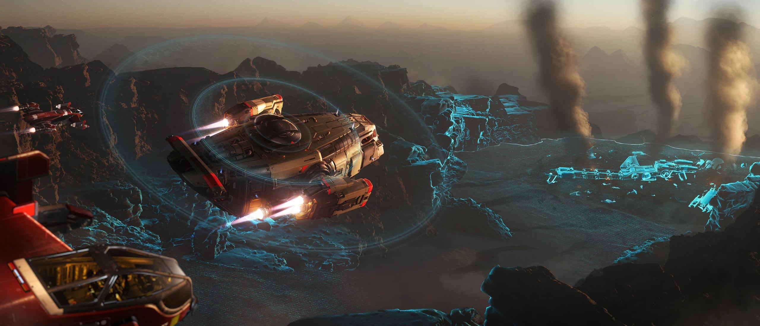 Cutter Scout - scanning ground ship wreck in Star Citizen