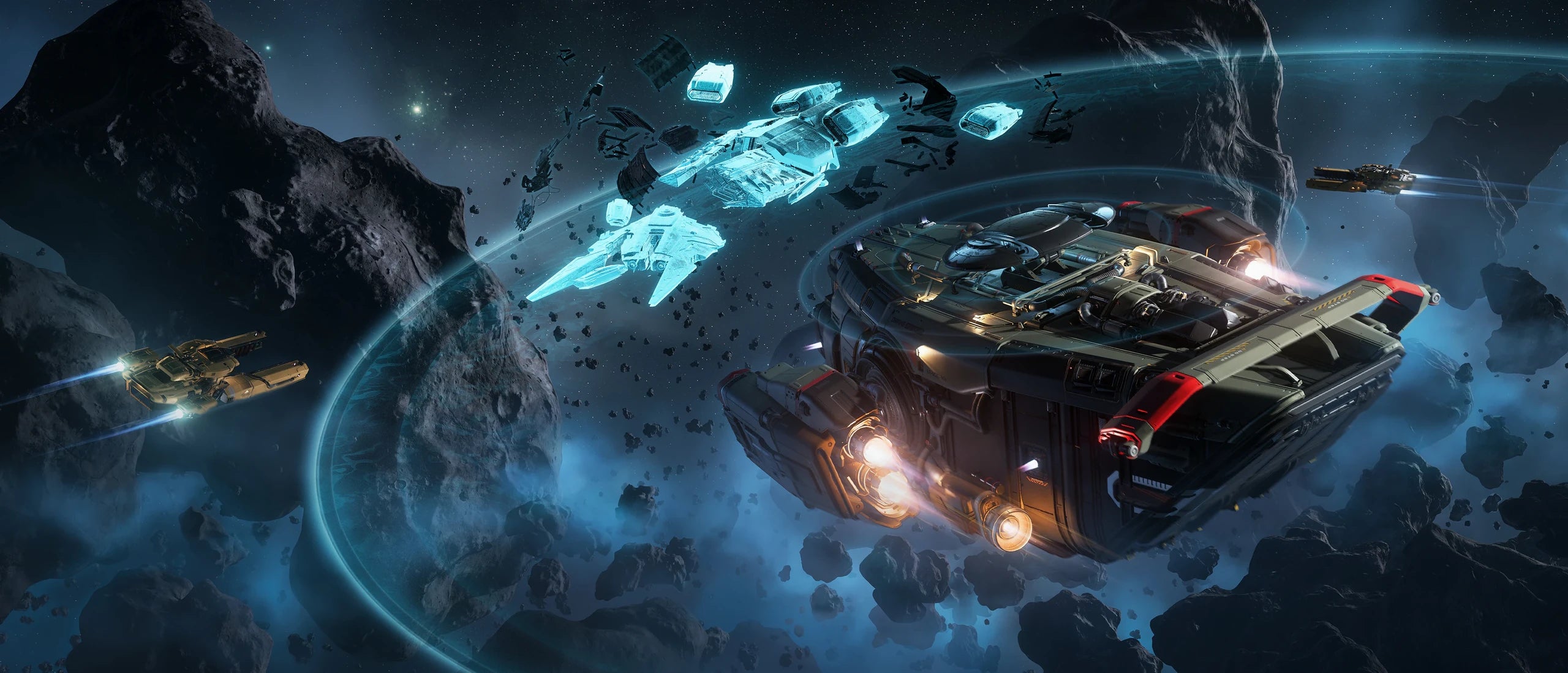 Cutter Scout - scanning destroyed Javelin in Star Citizen