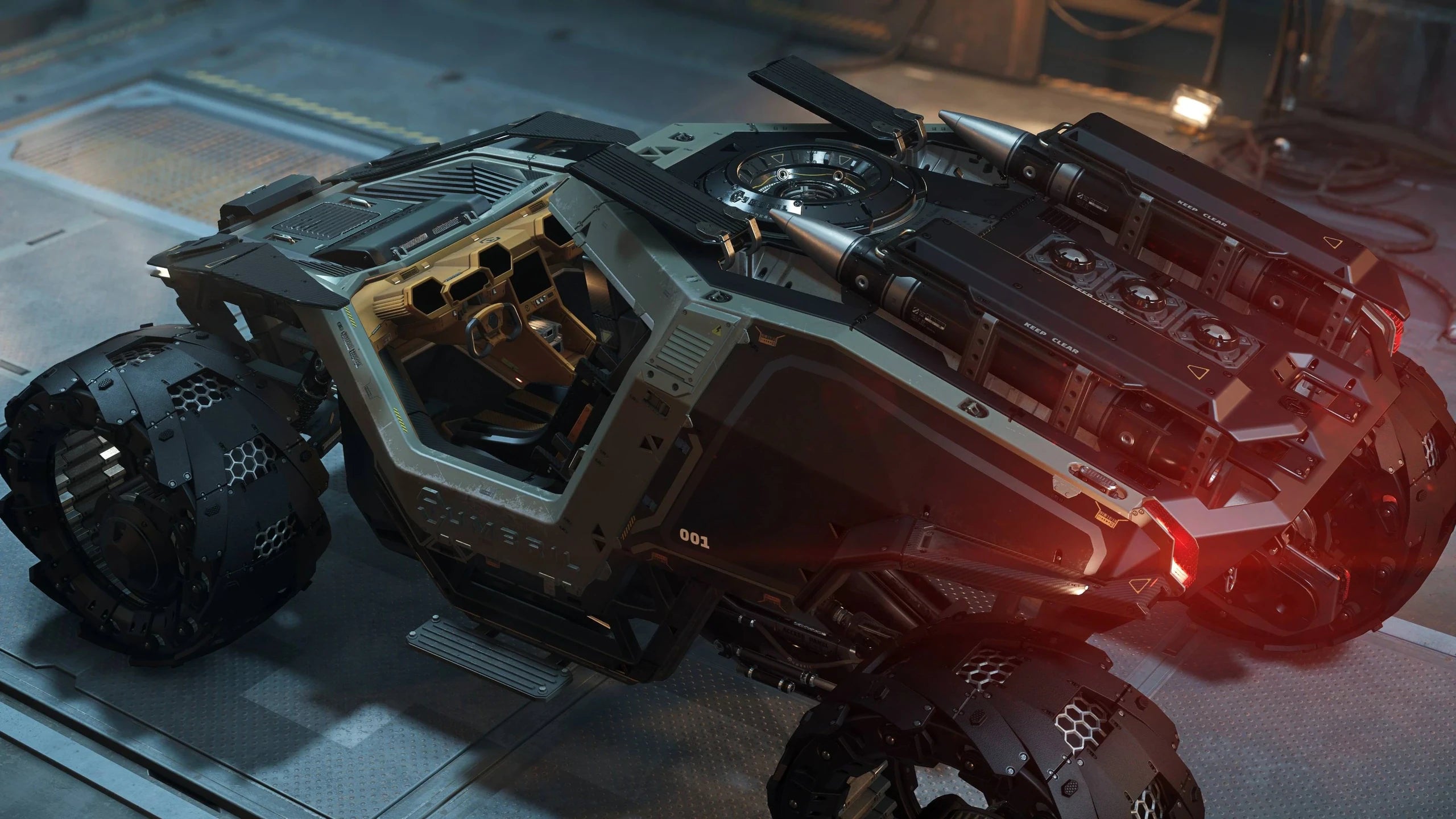 Cyclone AA - in garage with blured back - Isometric Rear in Star Citizen