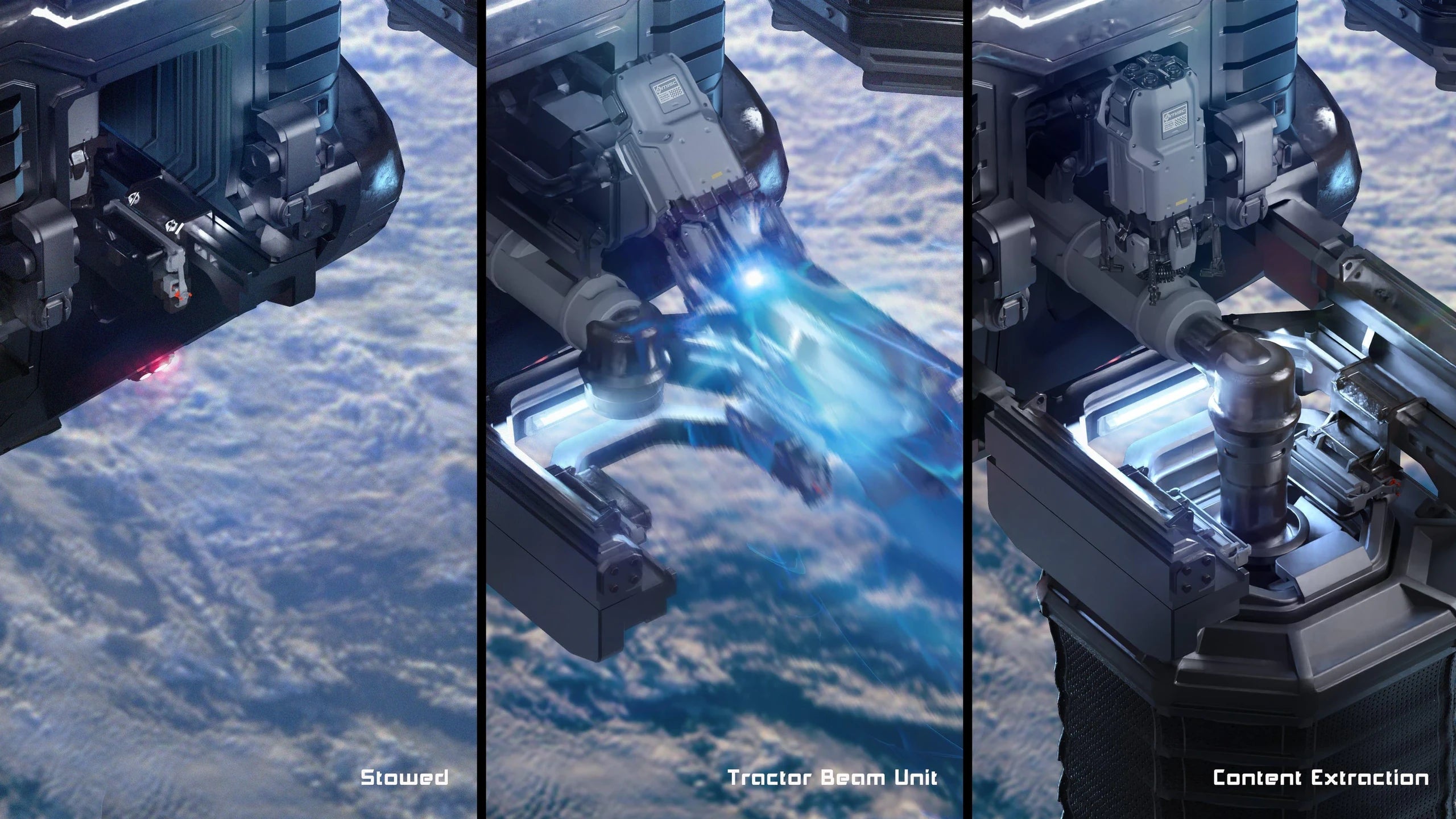 Expanse - Rear extraction and tractor beam in Star Citizen