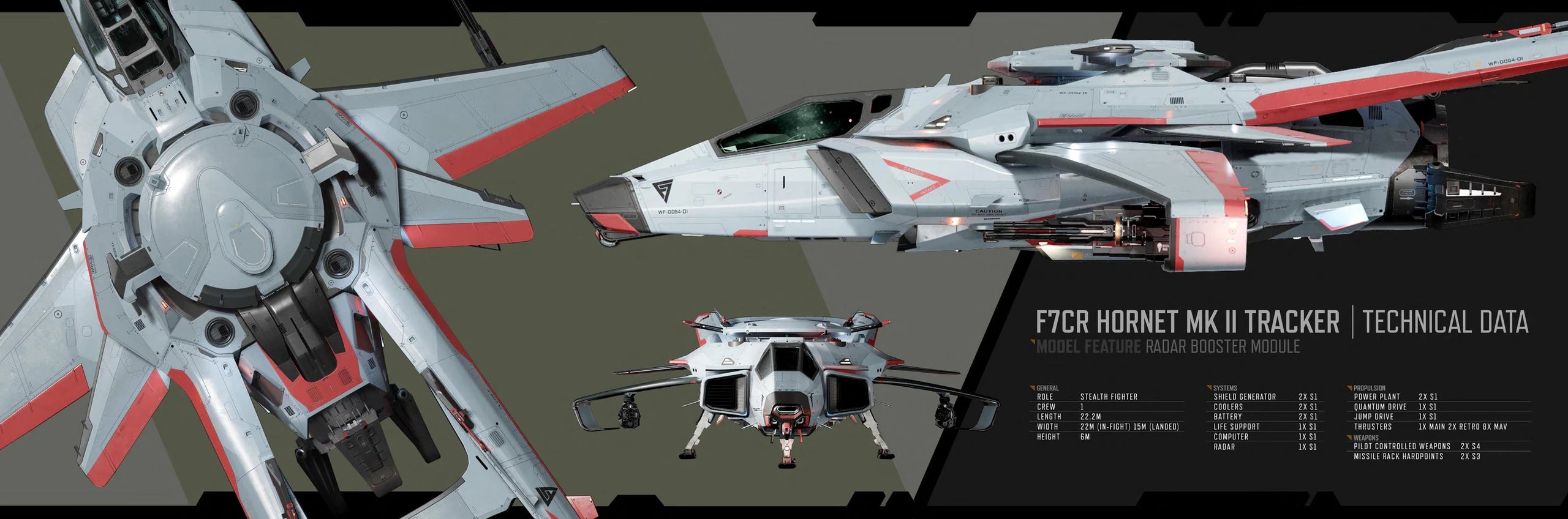 F7C-R Hornet Tracker MK II - F7C-R Tracker MkII tech specs and views in Star Citizen