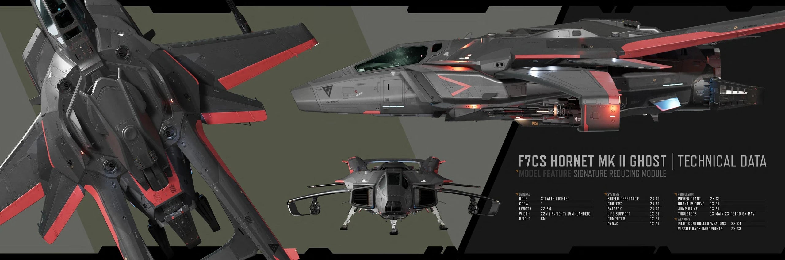 F7C-S Hornet Ghost MK II - F7C-S Ghost MkII tech specs and views in Star Citizen