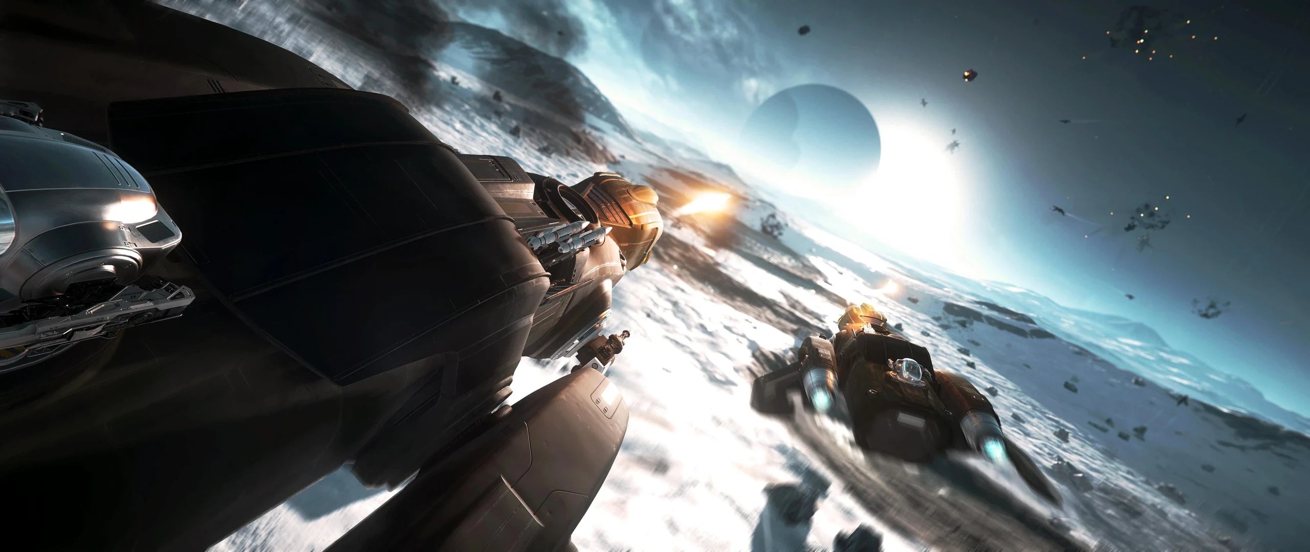 Freelancer MIS - MIS - Flying low over moon x2 - Rear in Star Citizen