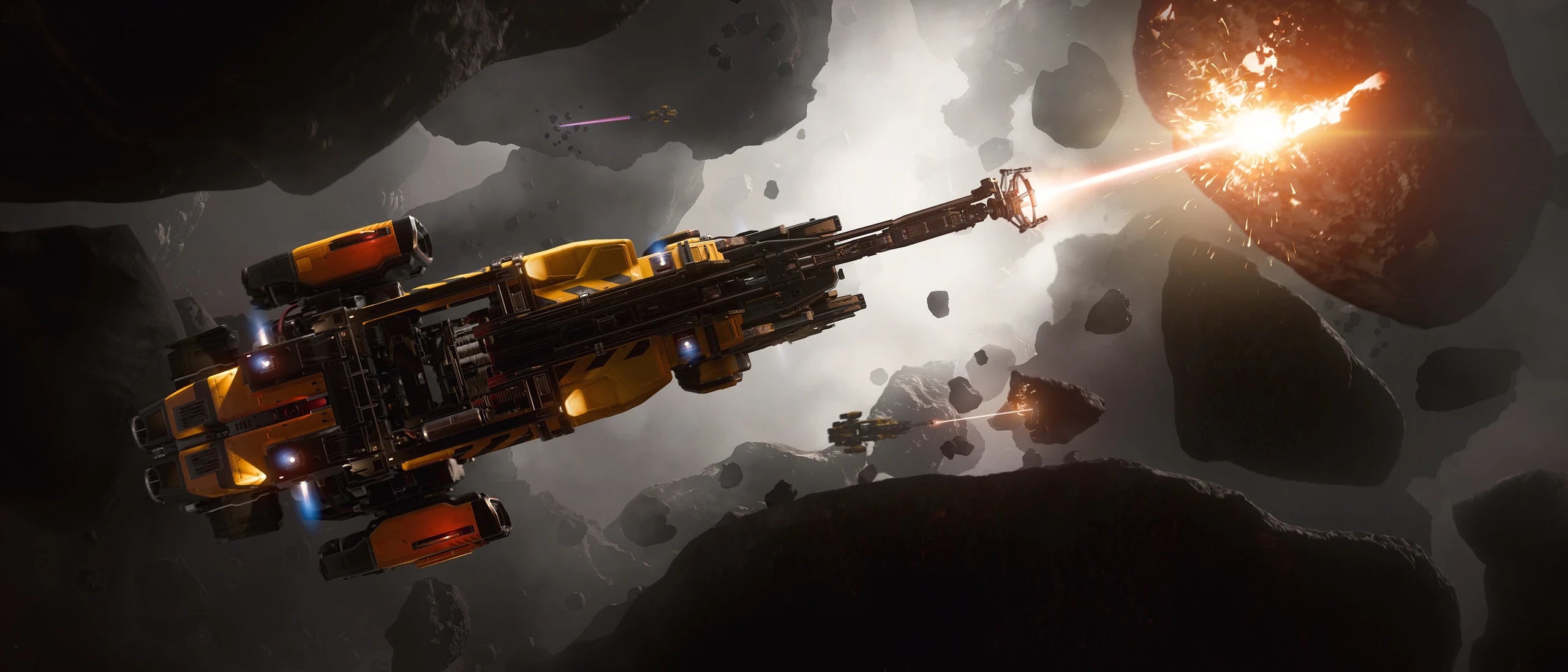 Golem - x3 mining in dense debris field in Star Citizen