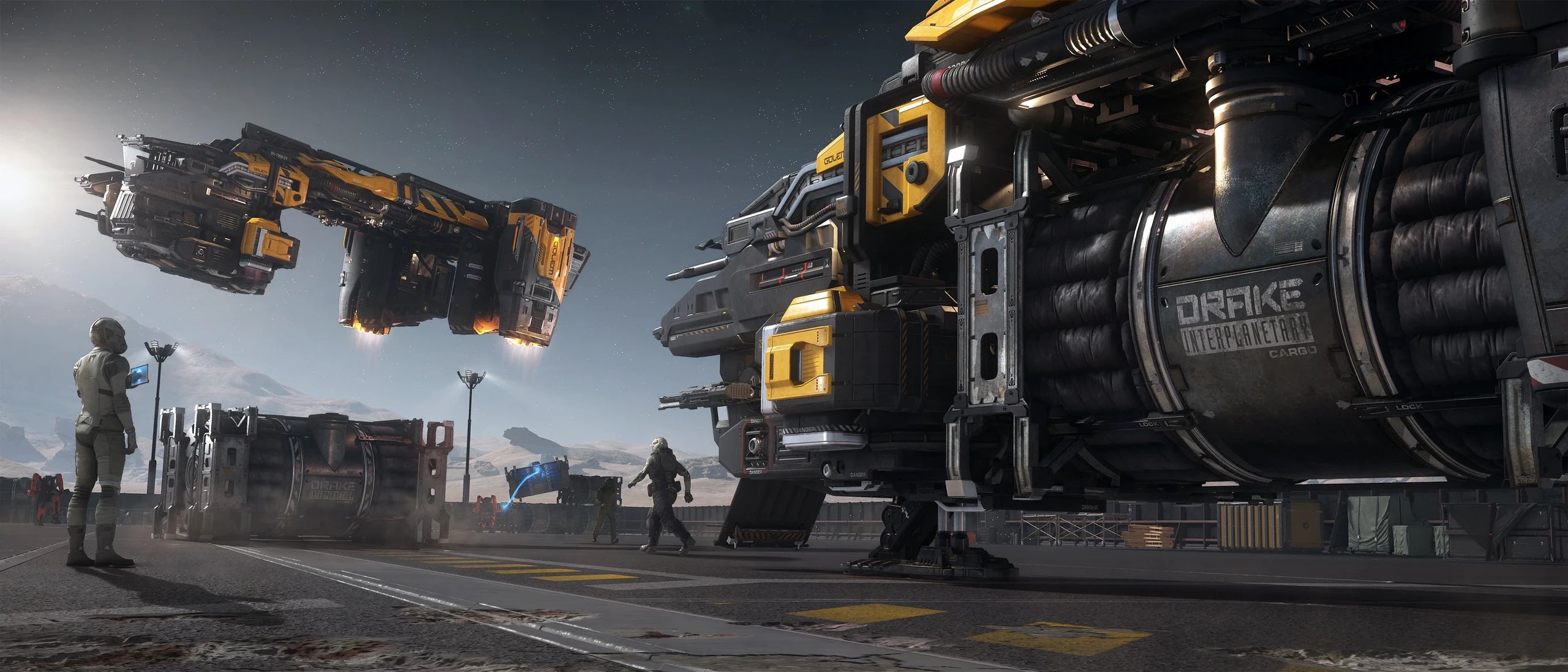 Golem - x2 at outpost with one taking off without pods in Star Citizen