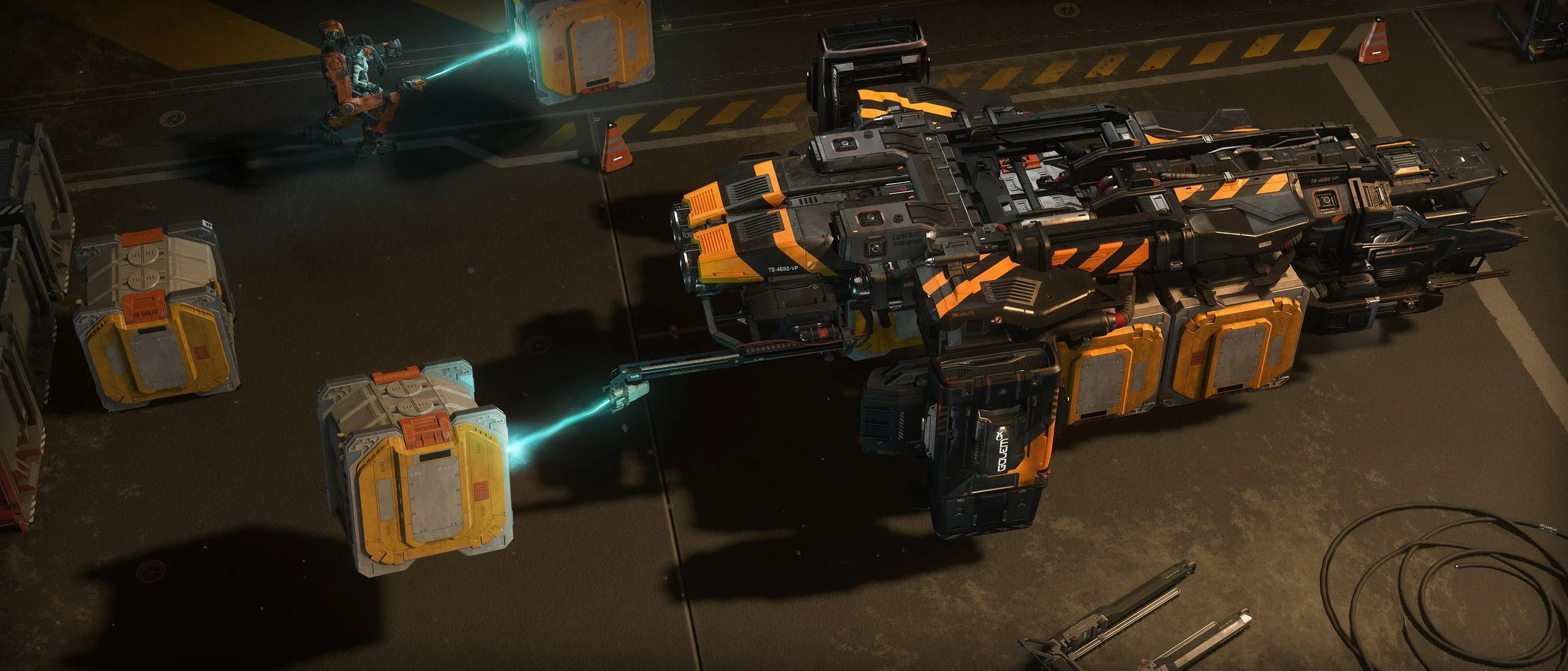 Golem OX - landed using tractor beam in Star Citizen