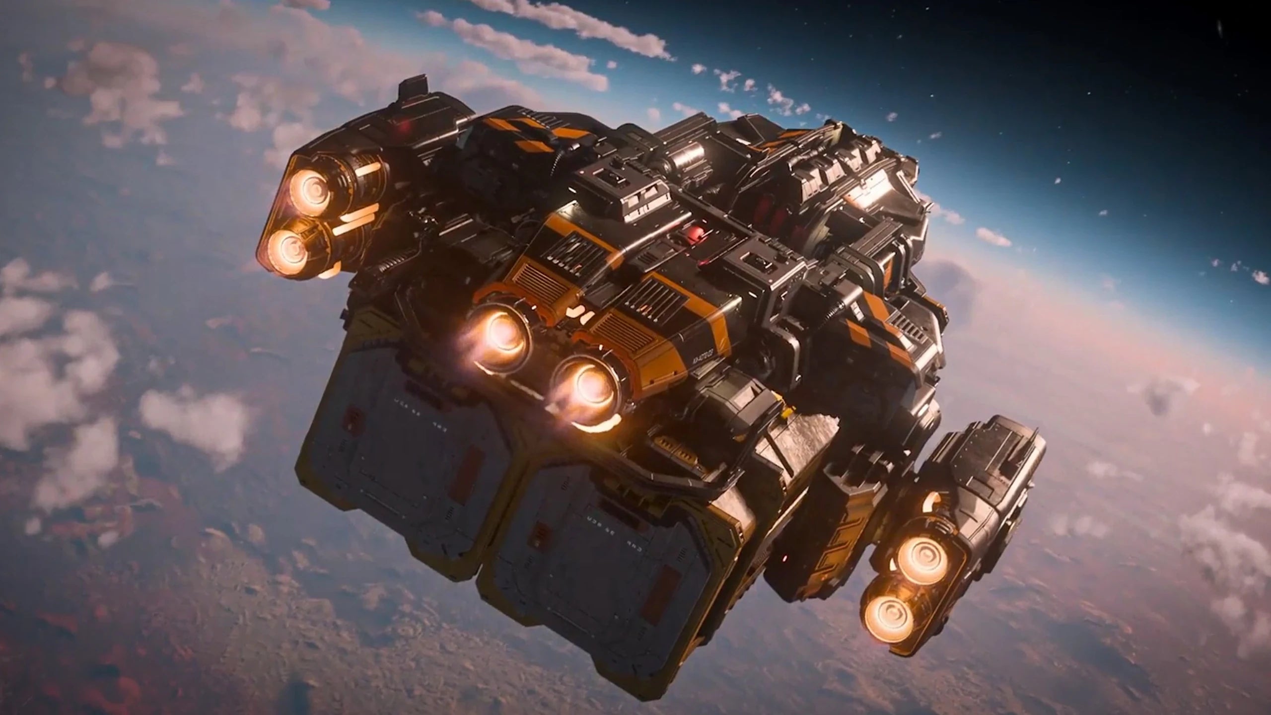 Golem OX - flying away over world in Star Citizen