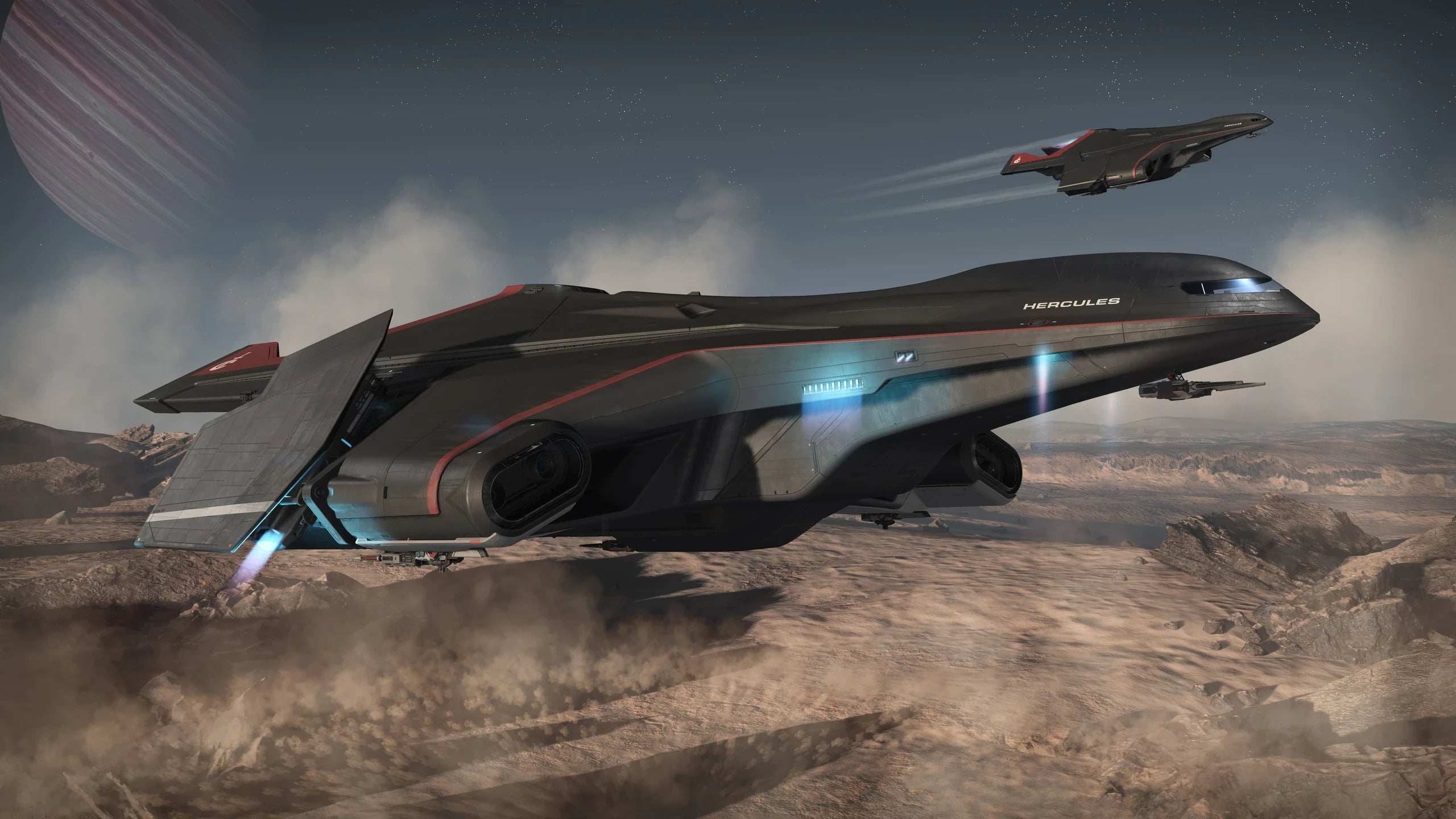 Hercules Starlifter A2 - A2 Hercules Starlifter taking off in Star Citizen