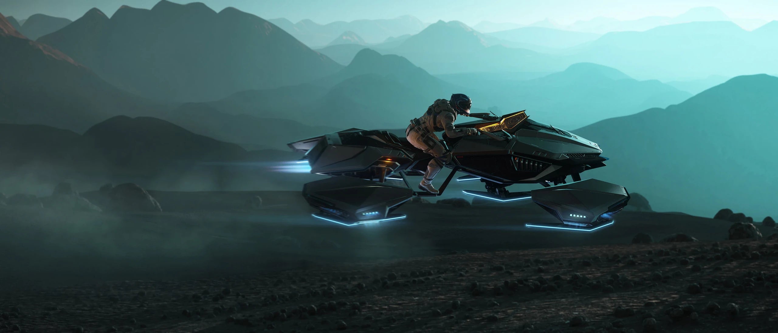 HoverQuad - moving with mountains in background in Star Citizen