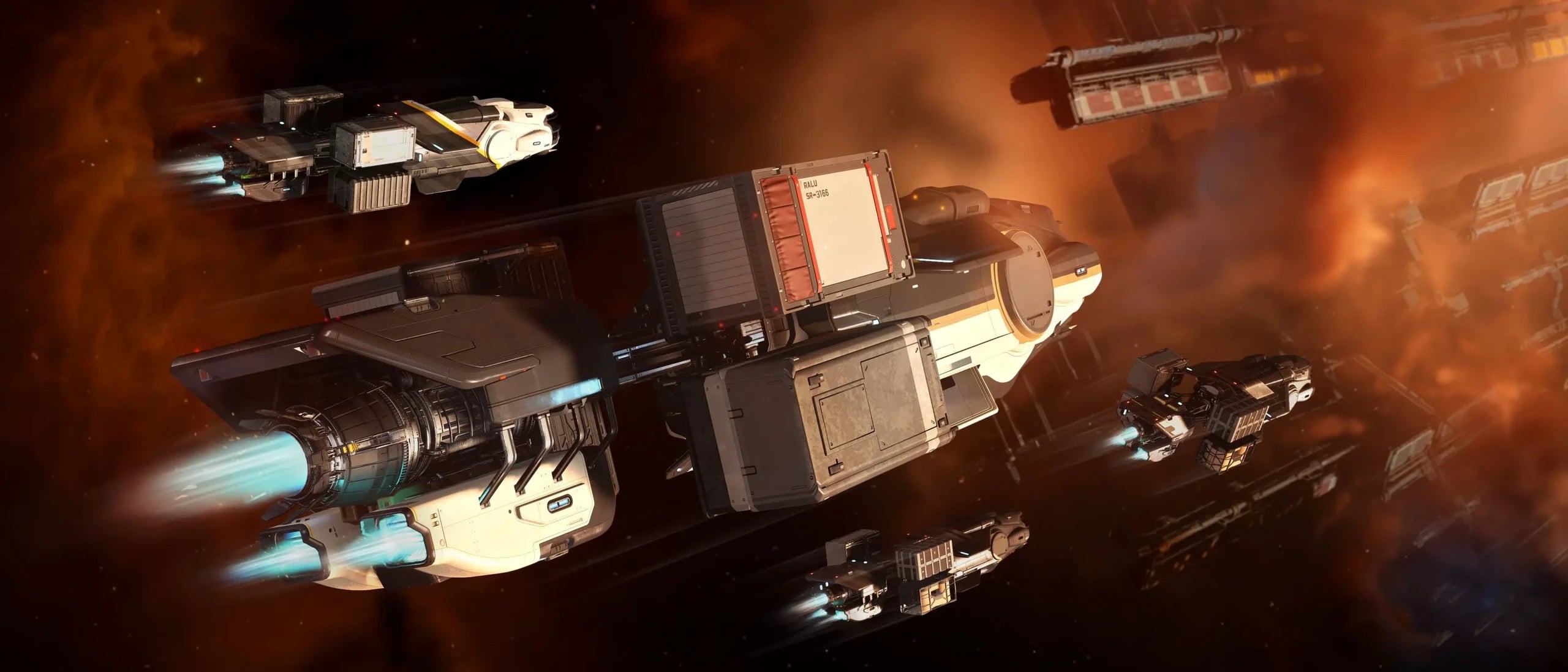 Hull A - Concept art of Hull A in a convoy in Star Citizen