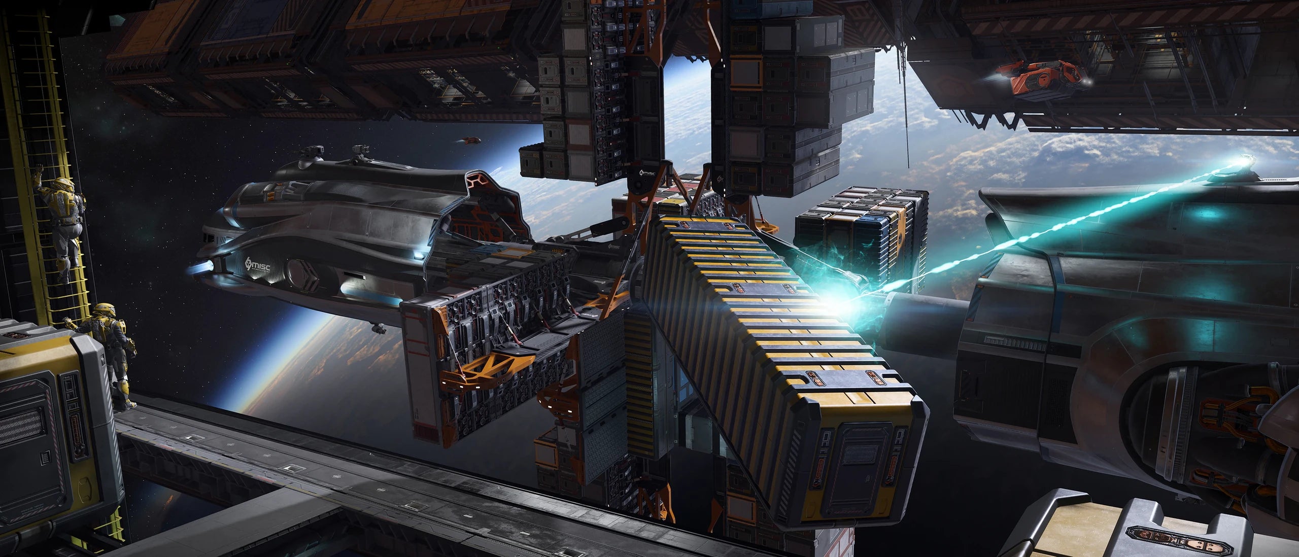Hull C - Hull-C station cargo transfer with ship tractor beam in Star Citizen