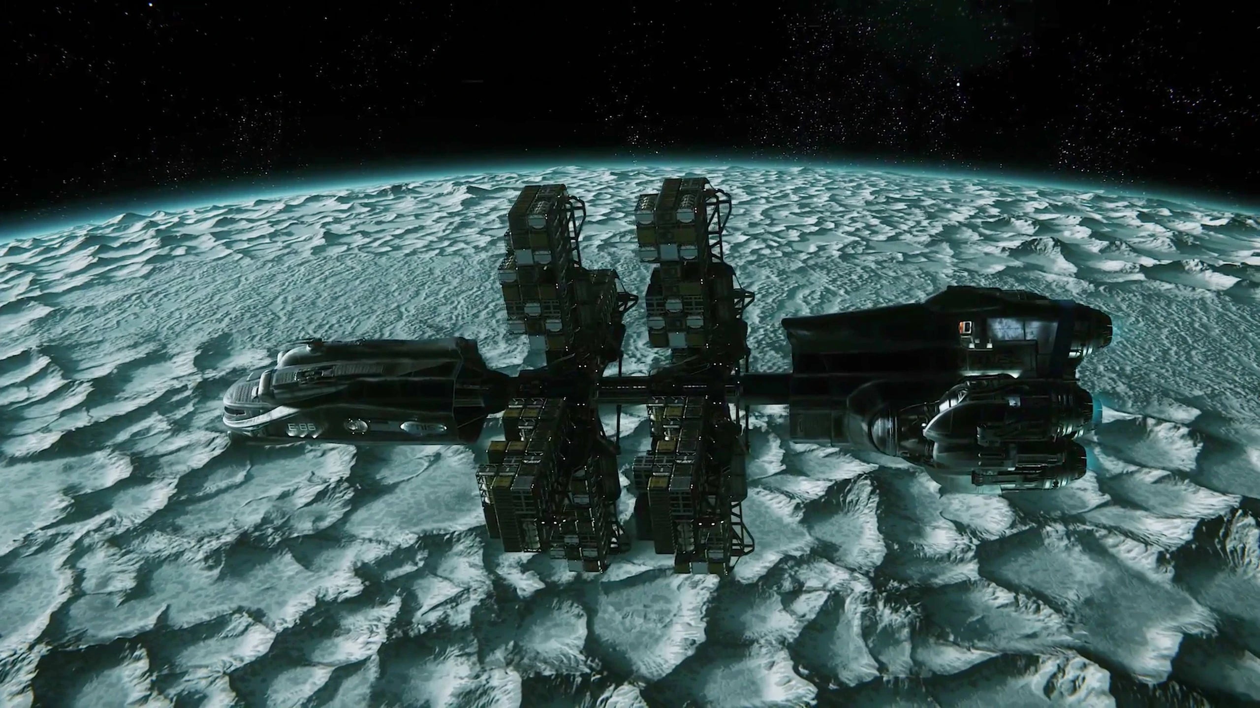 Hull C - Hull-C flying through nebula cloud - Cut in Star Citizen