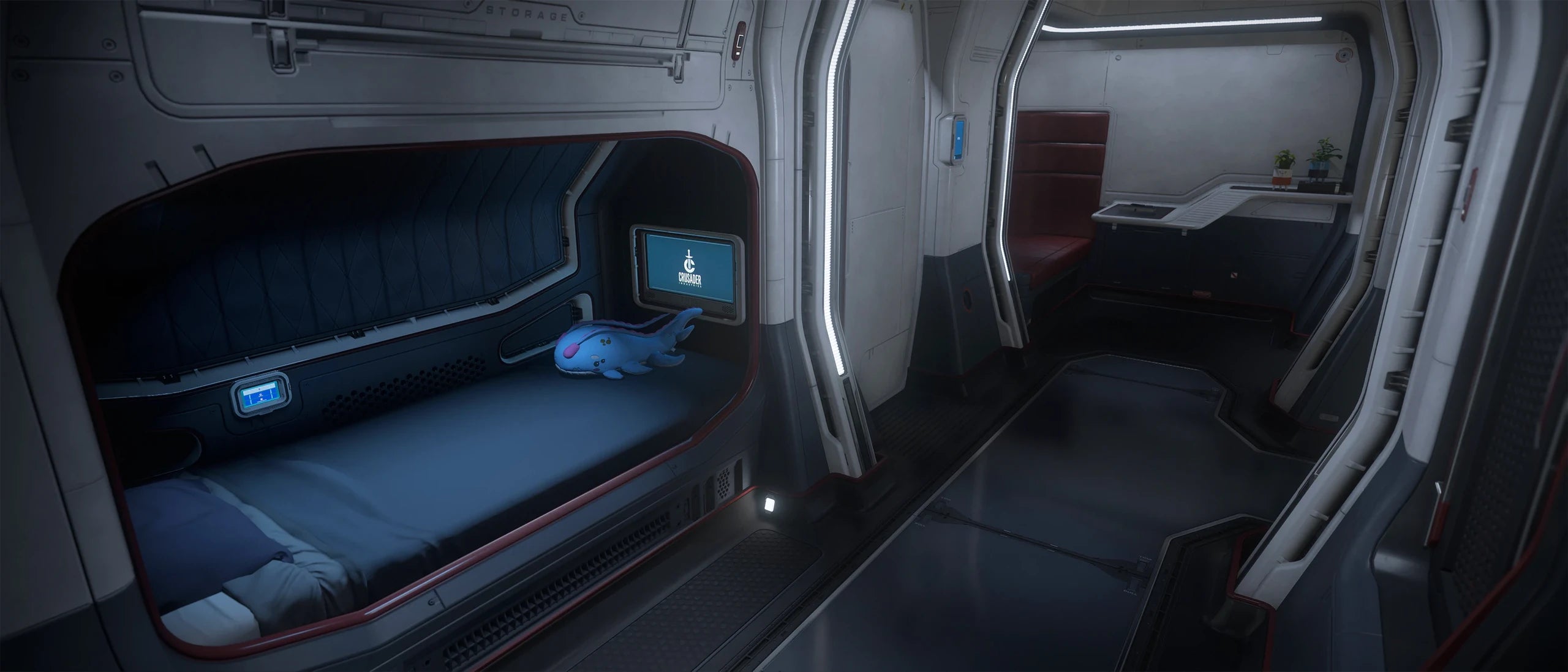 Intrepid - internal - Personal quarters looking towards back in Star Citizen