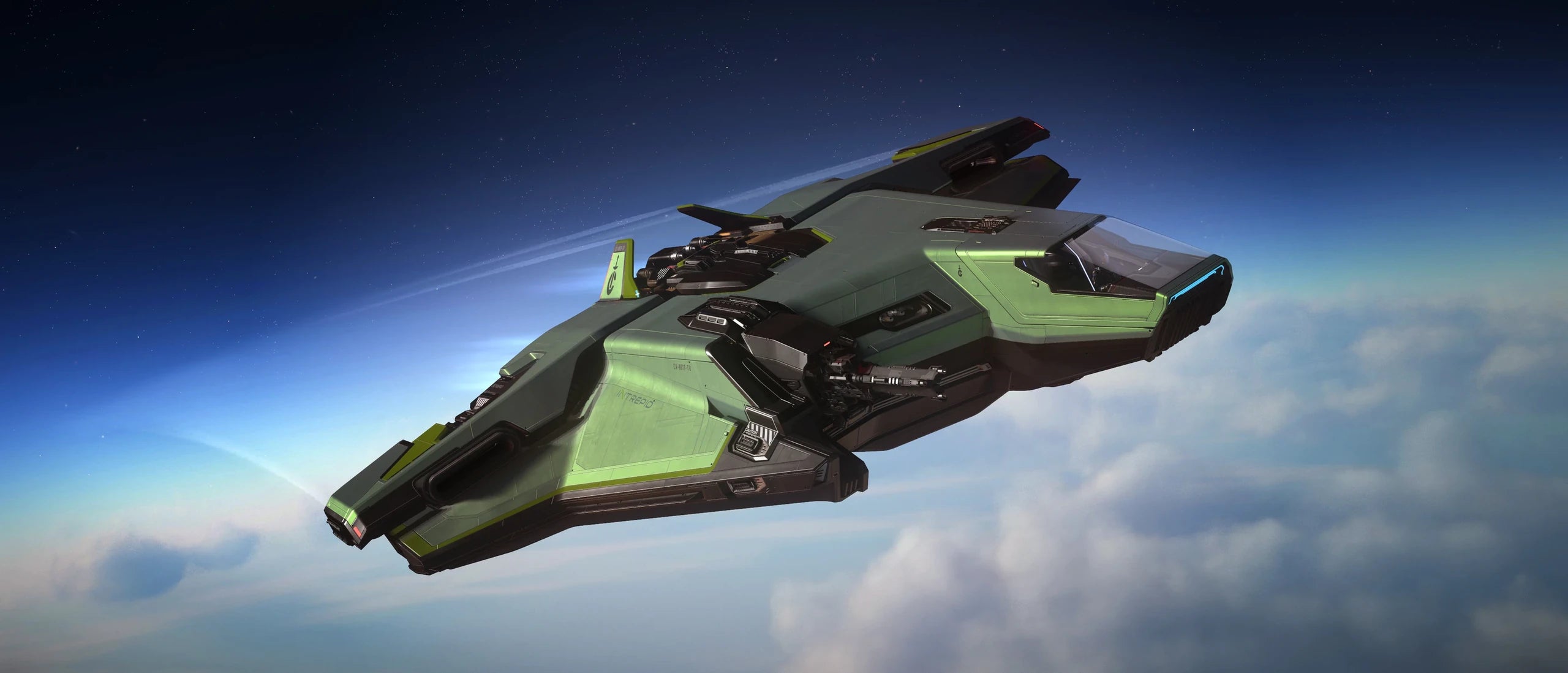 Intrepid - Fusion flying above clouds in Star Citizen
