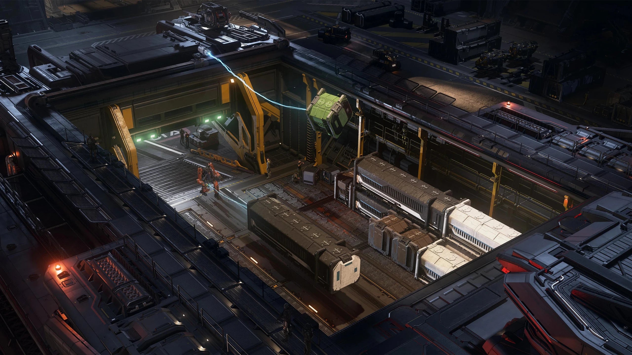 Ironclad landed with roof open loading cargo