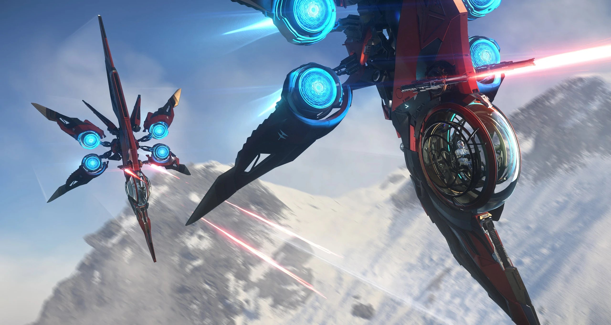 Khartu-Al x2 firing weapons flying over mountains