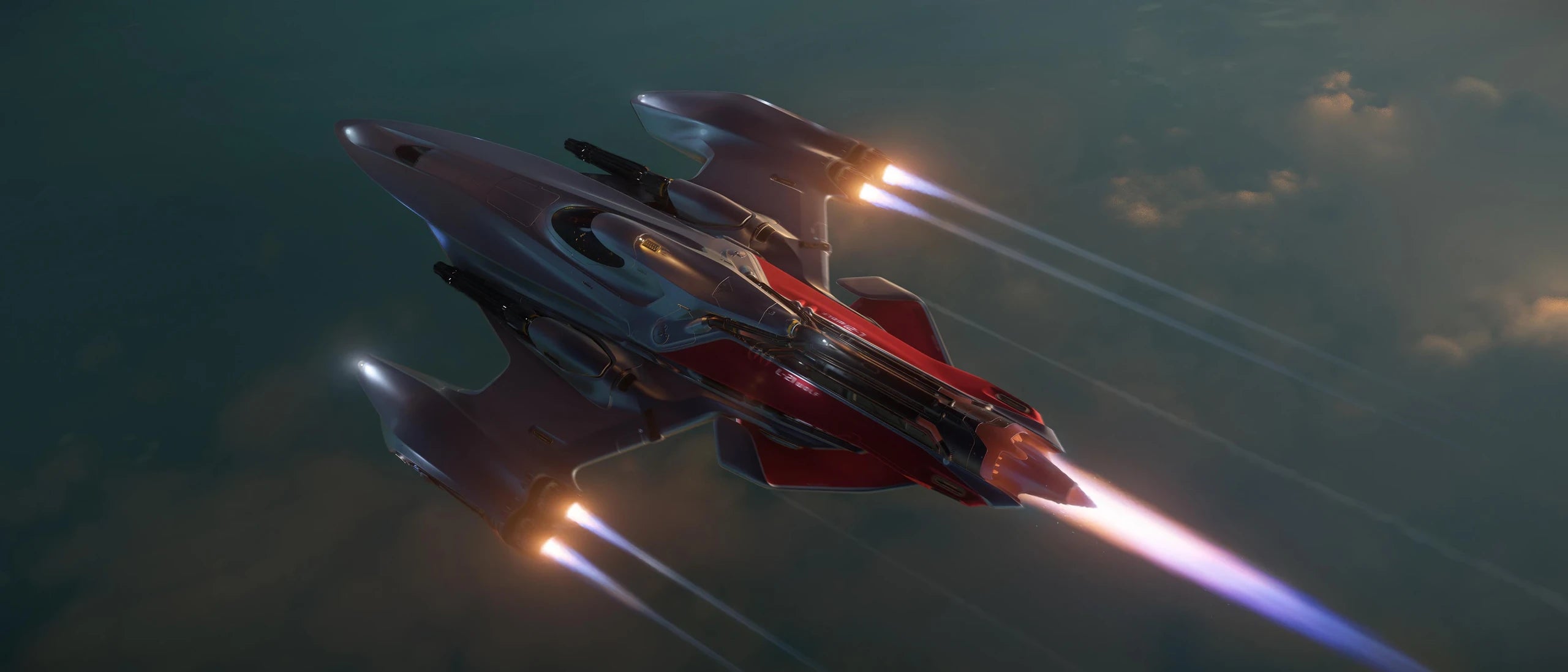 L-21 Wolf - flying away over clouds in Star Citizen
