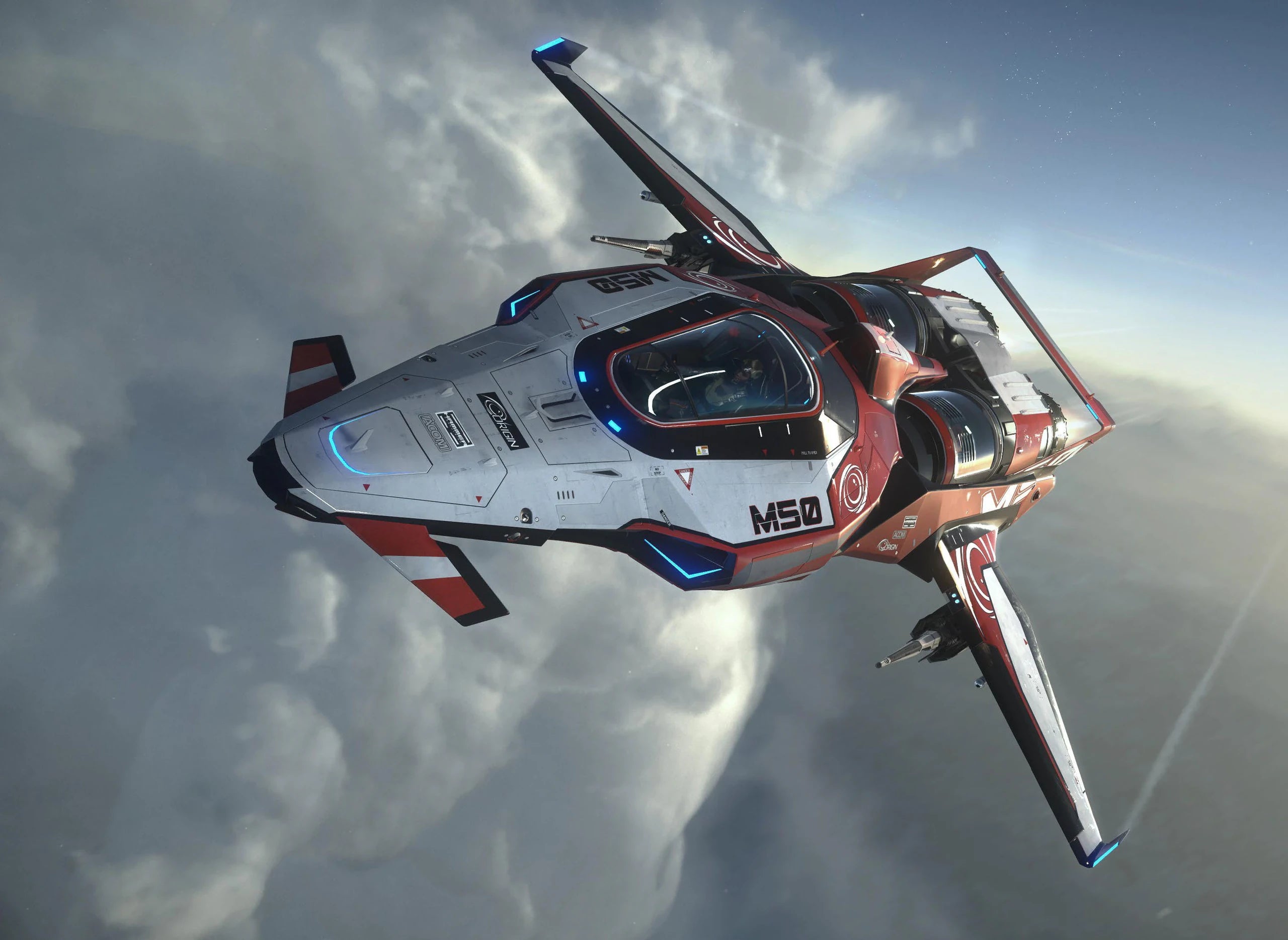 M50 - Flying above clouds - Front Port in Star Citizen