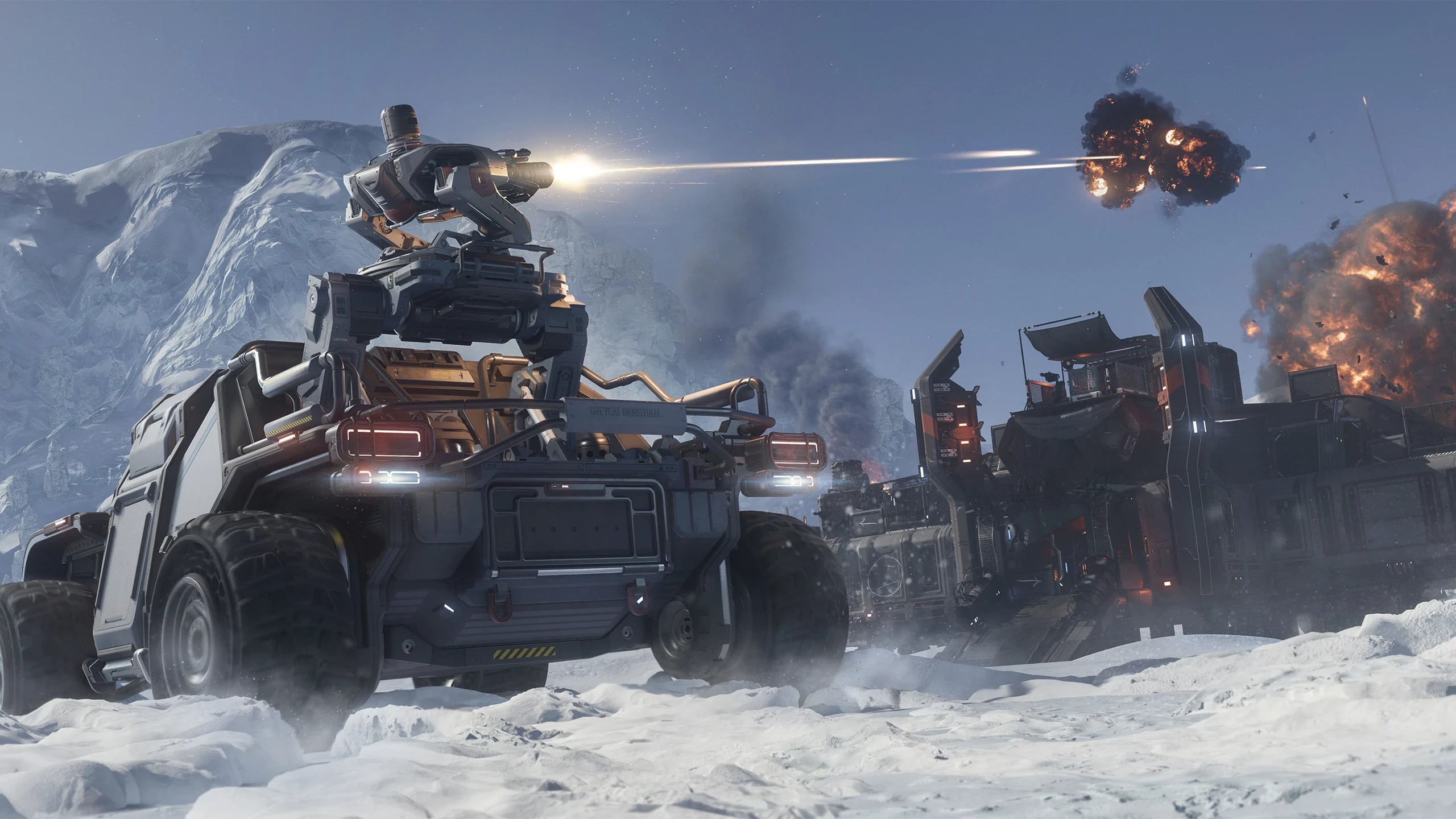 MDC - beside snowy outpost firing weapon in Star Citizen