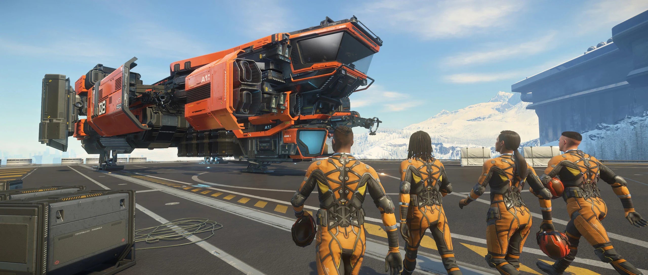 Mole landed - Crew walking to ship