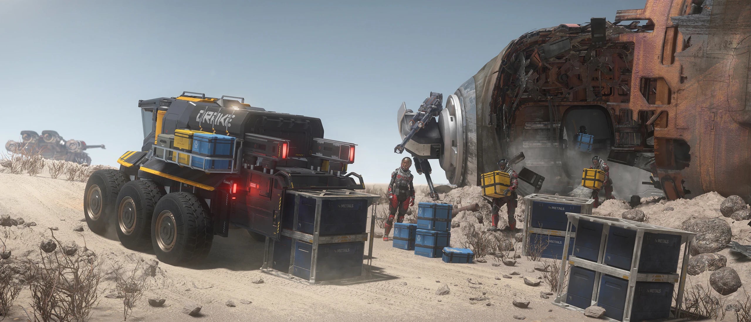 Mule - seen from the rear, unloading in Star Citizen