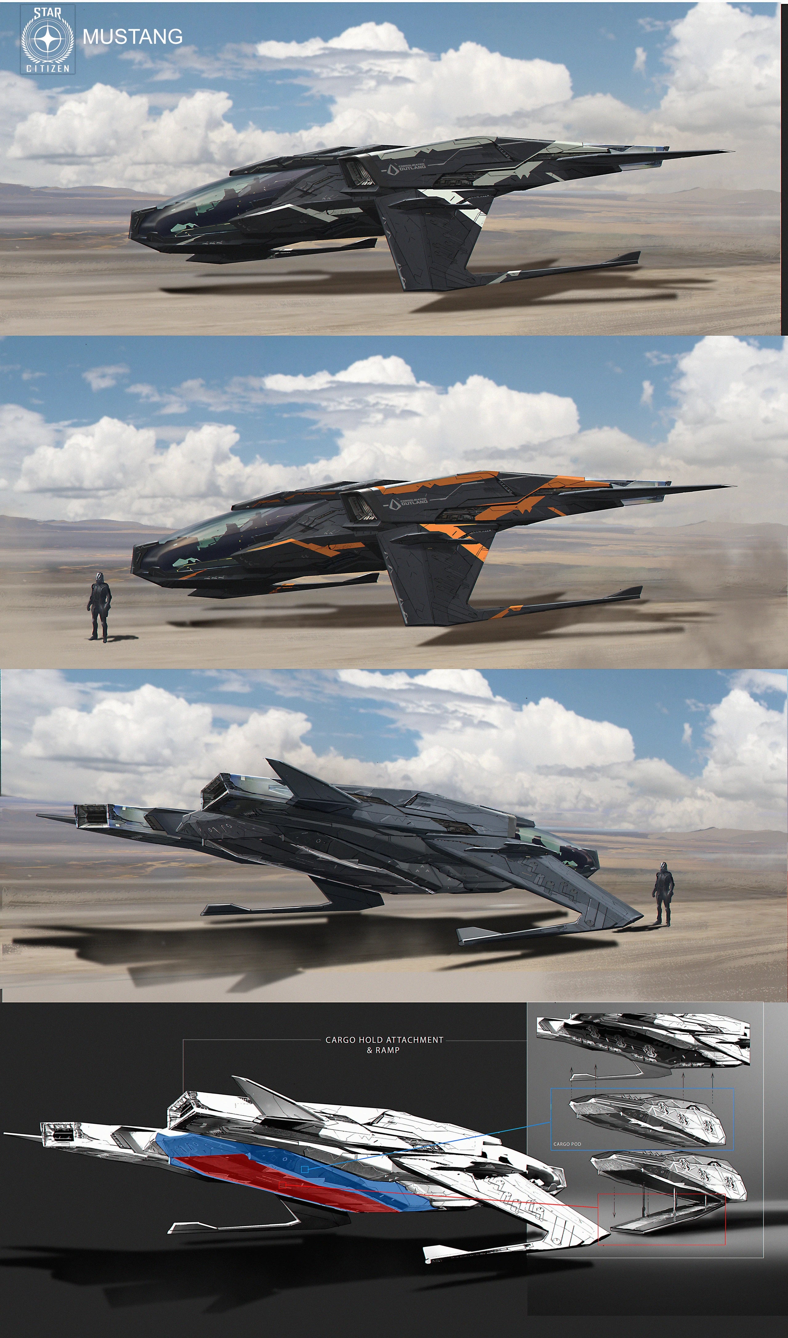 Mustang Alpha - Constellation Andromeda flying close with Aurora and Mustang in Star Citizen