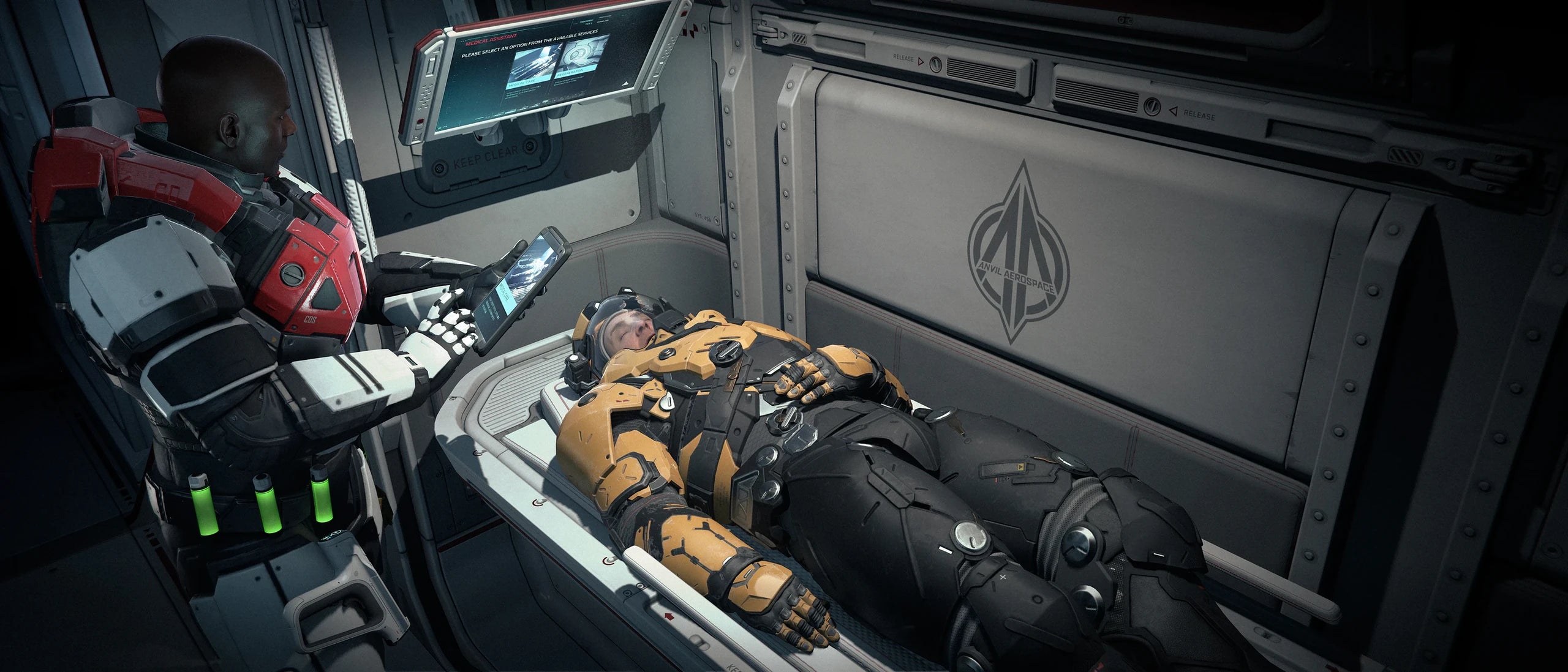 Pisces C8R - Patient on the bed of the C8R Pisces Rescue