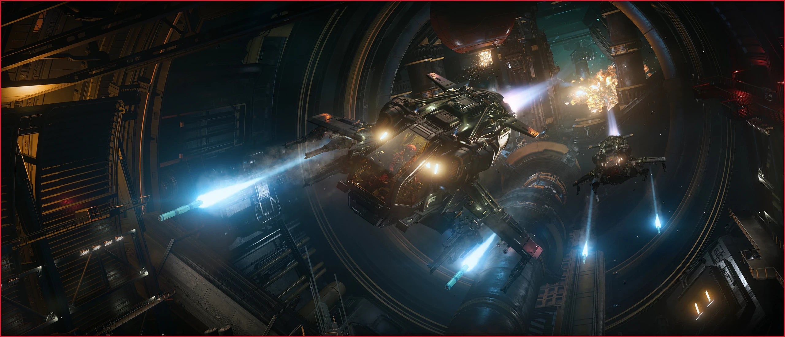 Pitbull - x2 flying through station firing missiles in Star Citizen