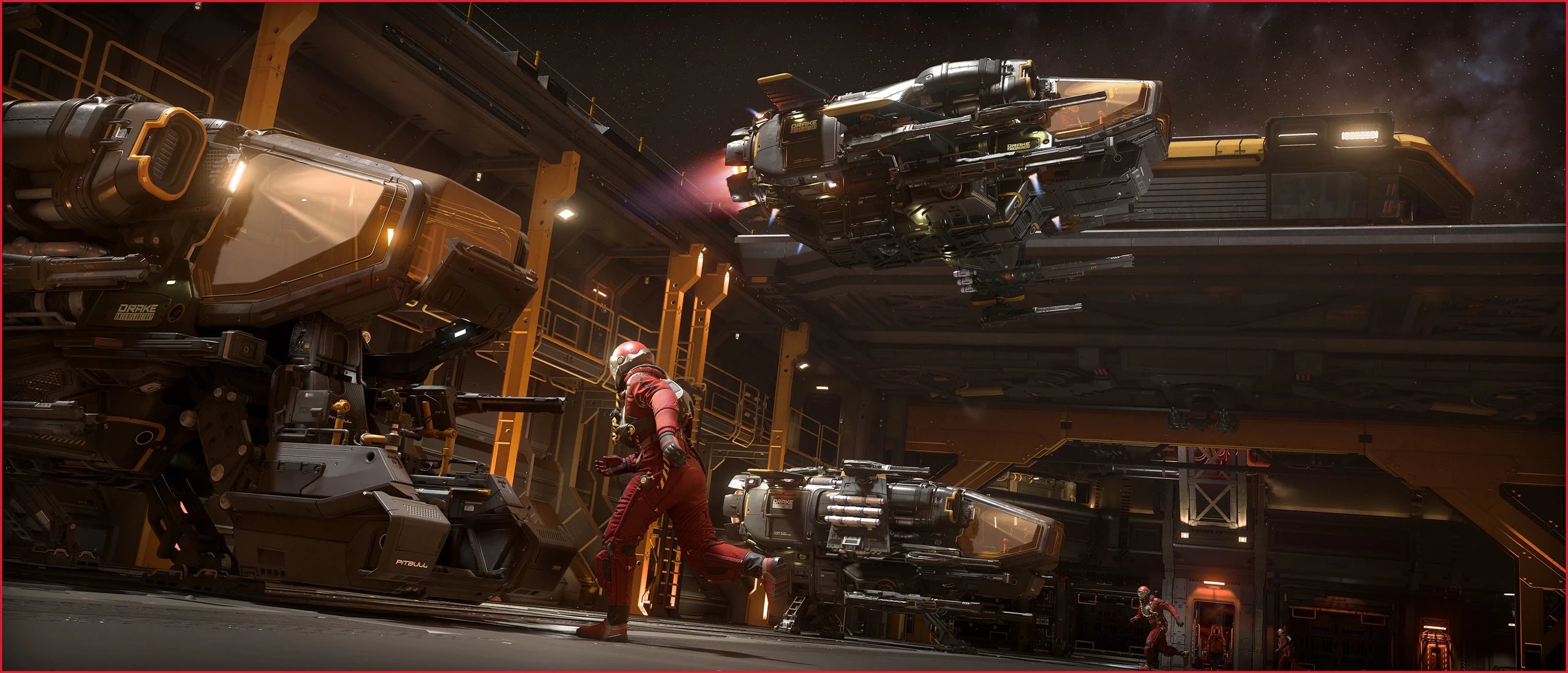 Pitbull - x3 taking off from Ironclad Assault in Star Citizen