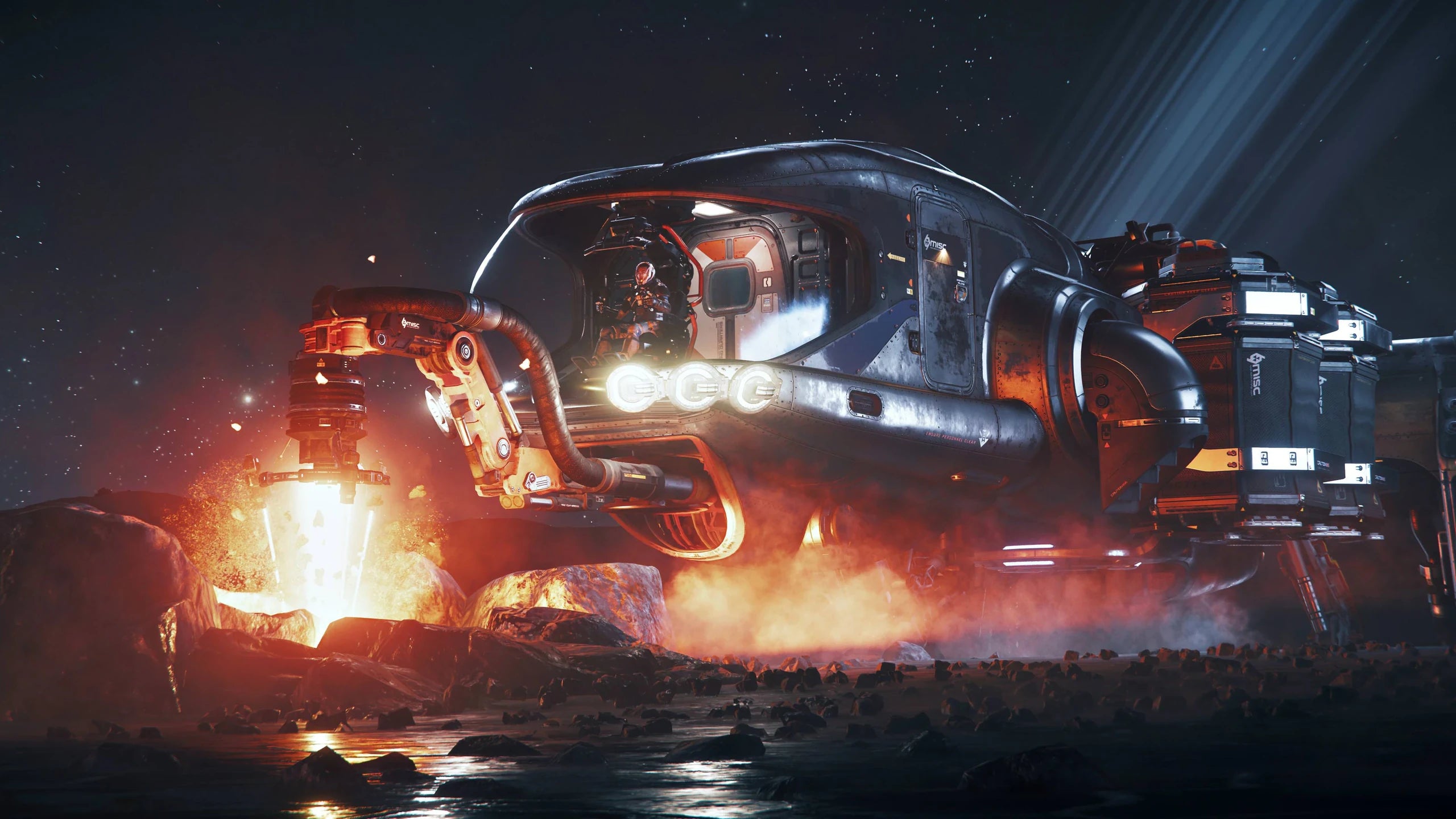Prospector - Landed mining on Yela - Front Port in Star Citizen