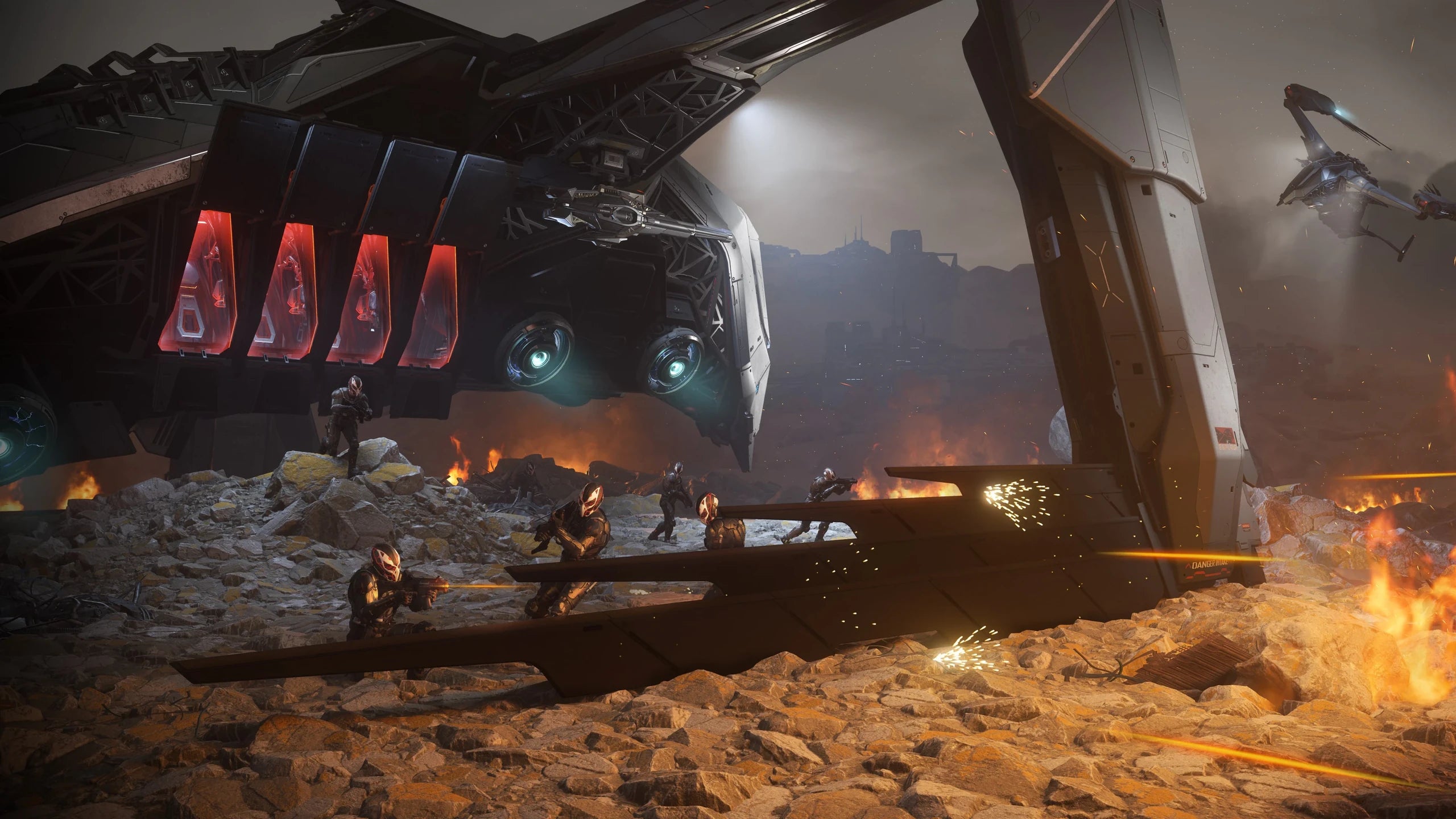 Prowler - landed, deploying marines in Star Citizen