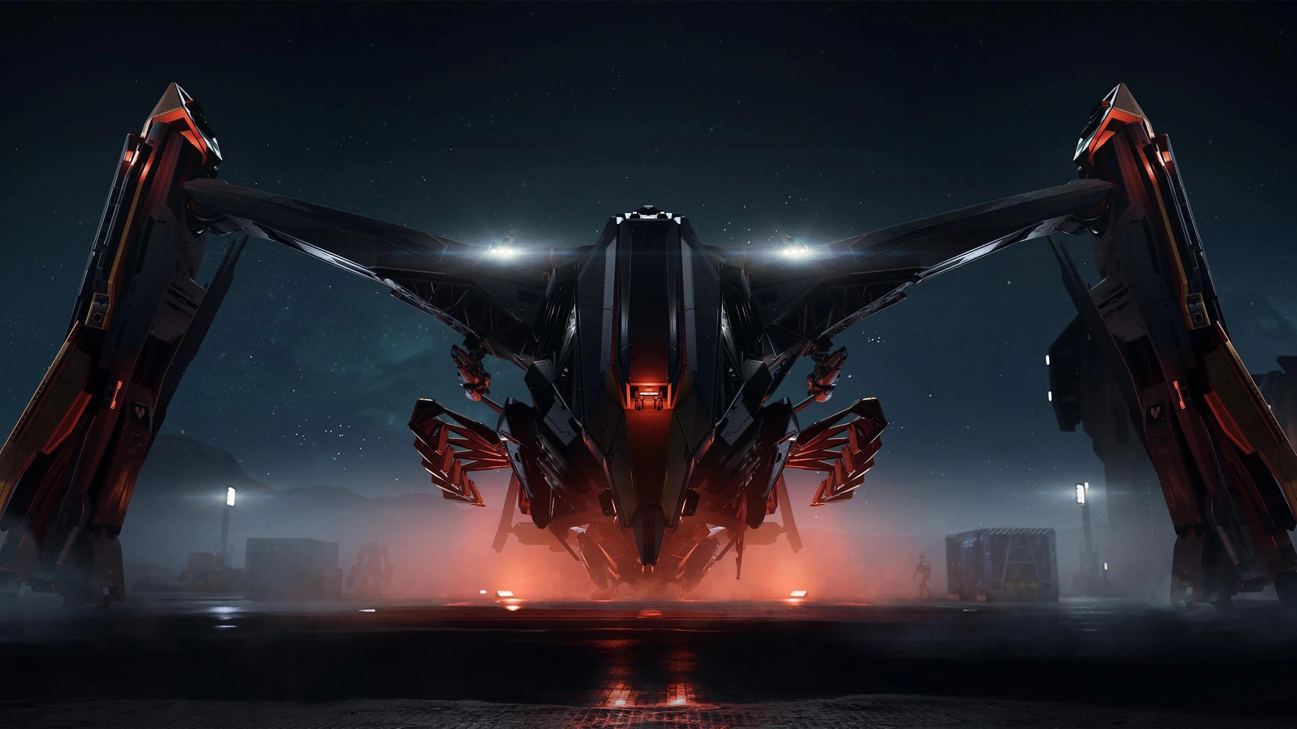 Prowler Utility - front view on outpost landing pad in Star Citizen