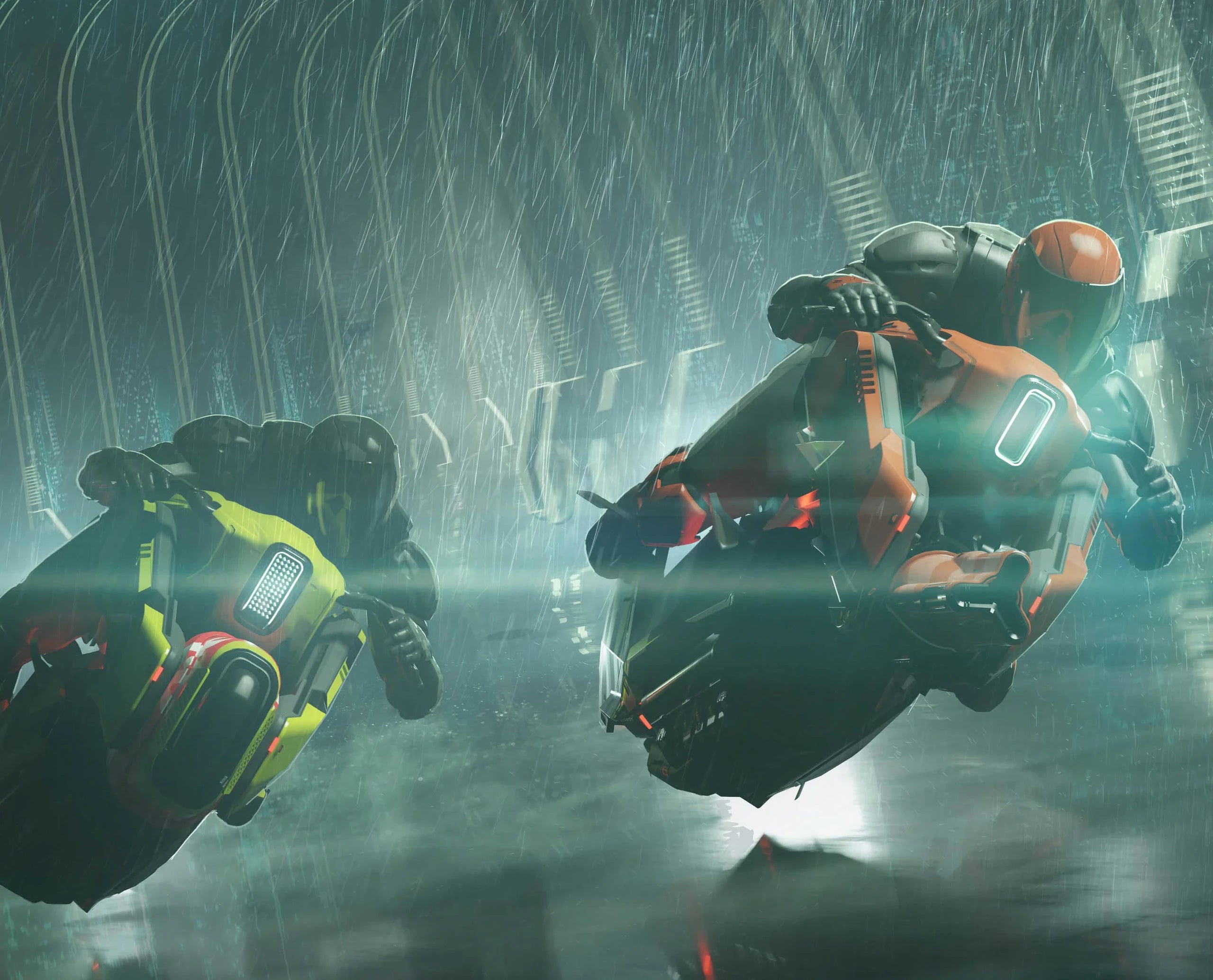 Pulse LX - Pulse with LX flying in rain turning into corner in Star Citizen