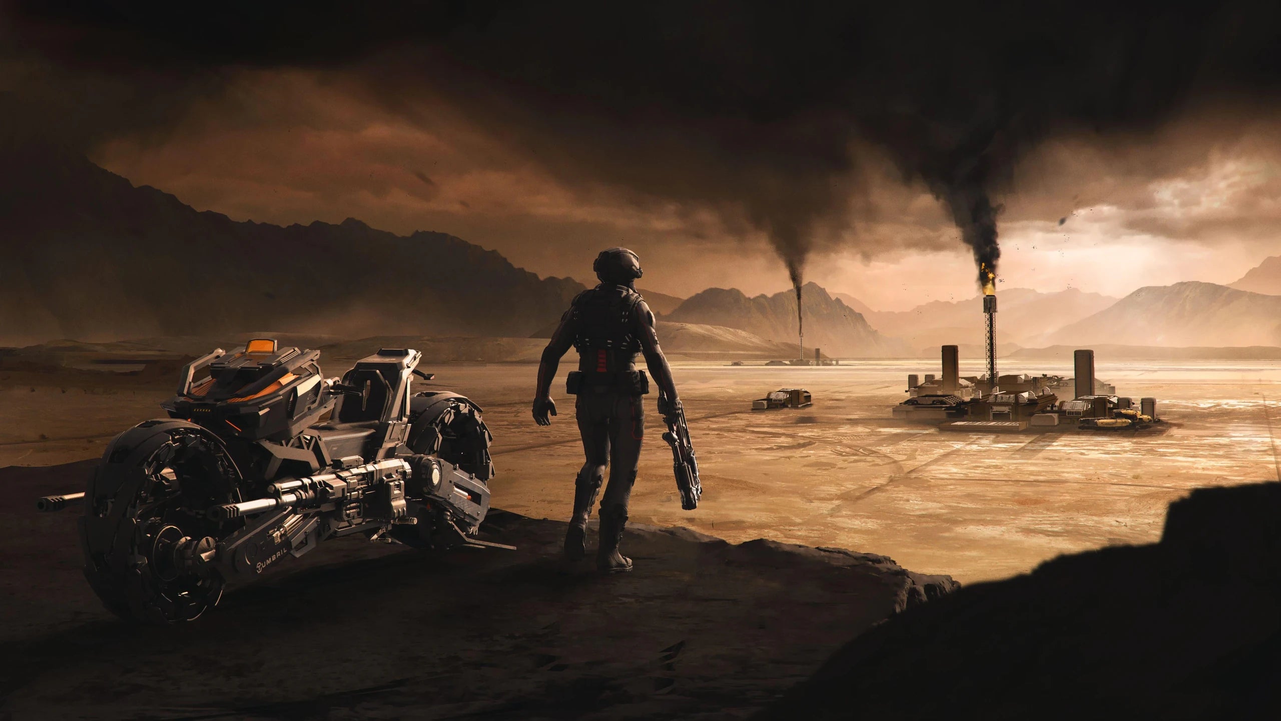 Ranger TR - on cliff edge looking at clomplex in Star Citizen