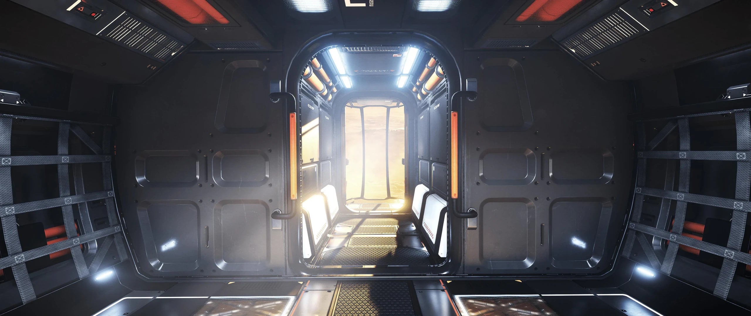 Reliant Kore - cargo hold looking forward in Star Citizen
