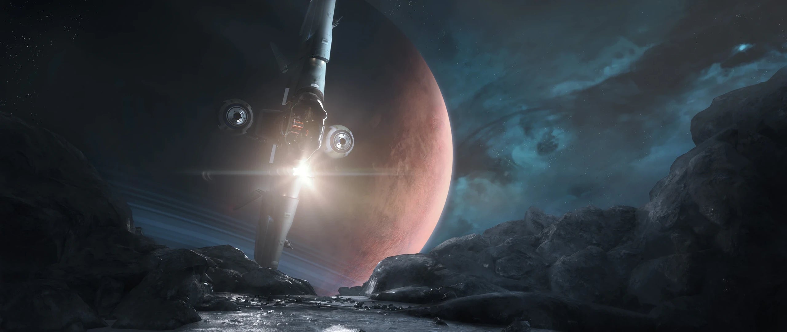 Reliant Tana - Tana - Hovering vertical over Yela - Front in Star Citizen