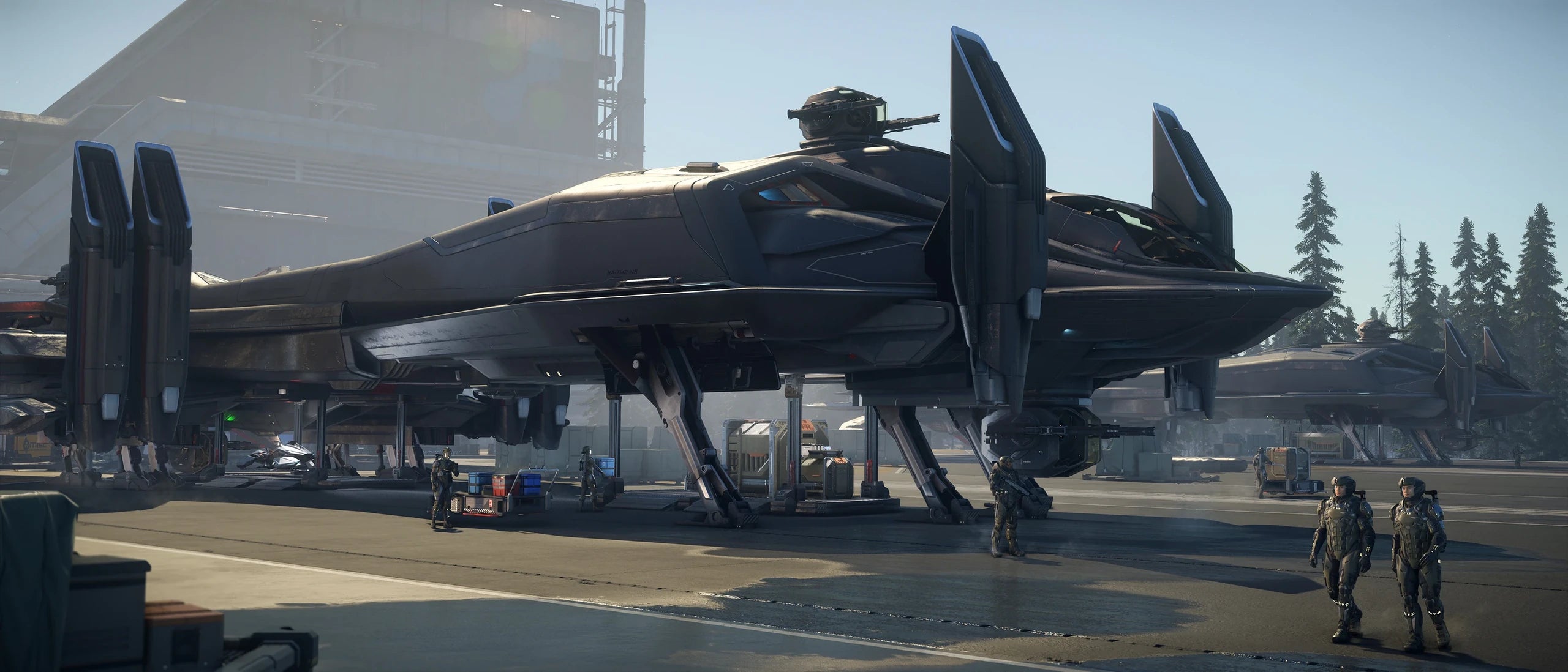 Retaliator Bomber - Retaliator landed outside distribution center loading cargo